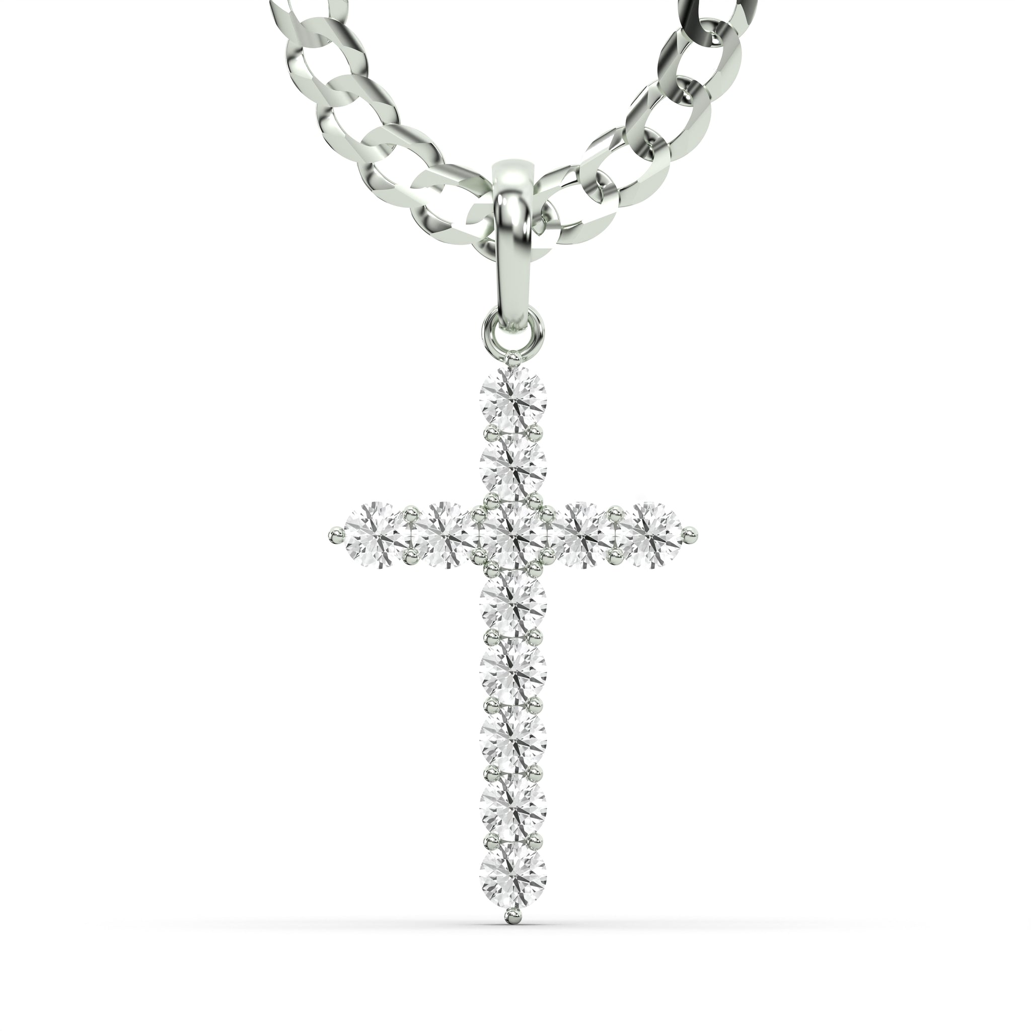 Men's VVS Lab Diamond Customizable White Gold Cross Necklace