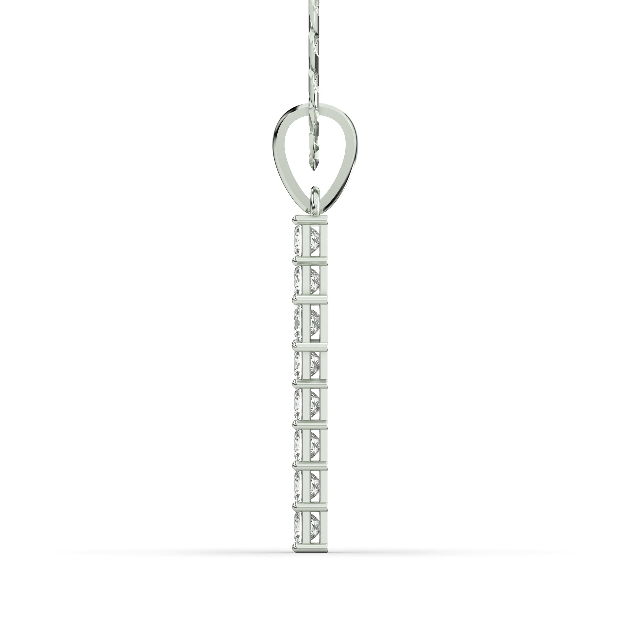 Men's VVS Princess Lab Diamond Customizable White Gold Cross Necklace