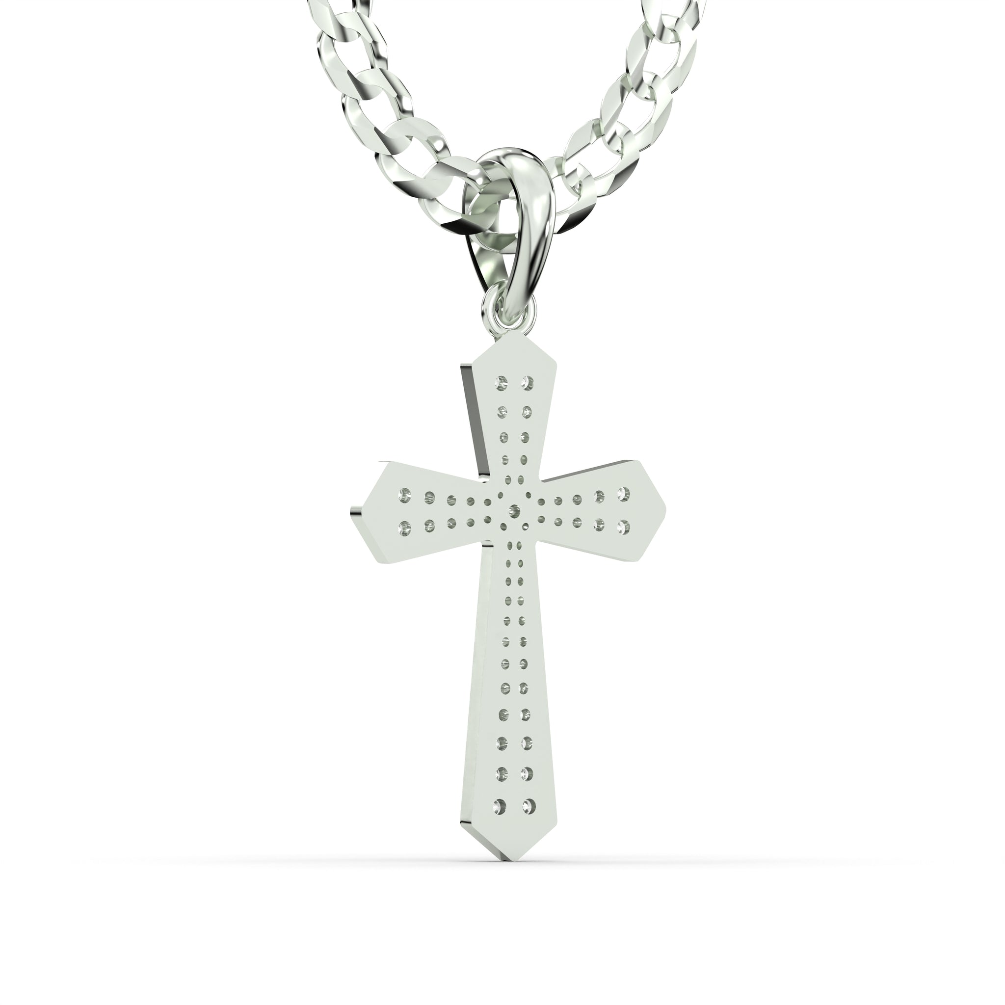 Men's VVS Lab Diamond Customizable White Gold Cross Necklace Pendant