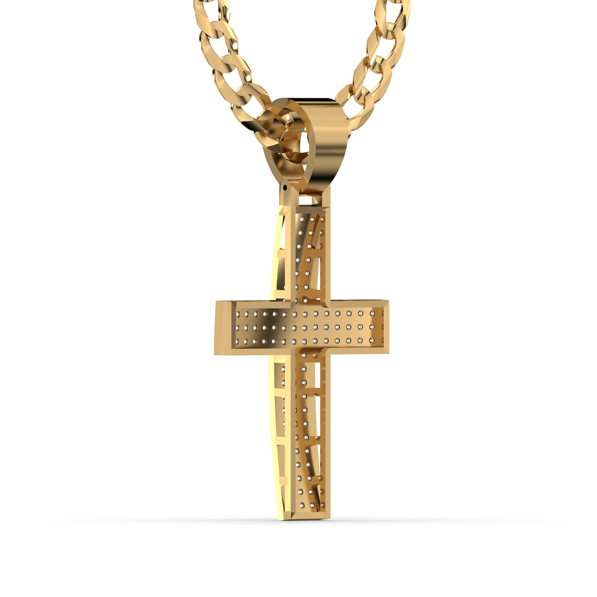 Men's VVS Lab Diamond Customizable Yellow Gold Cross Necklace Pendant