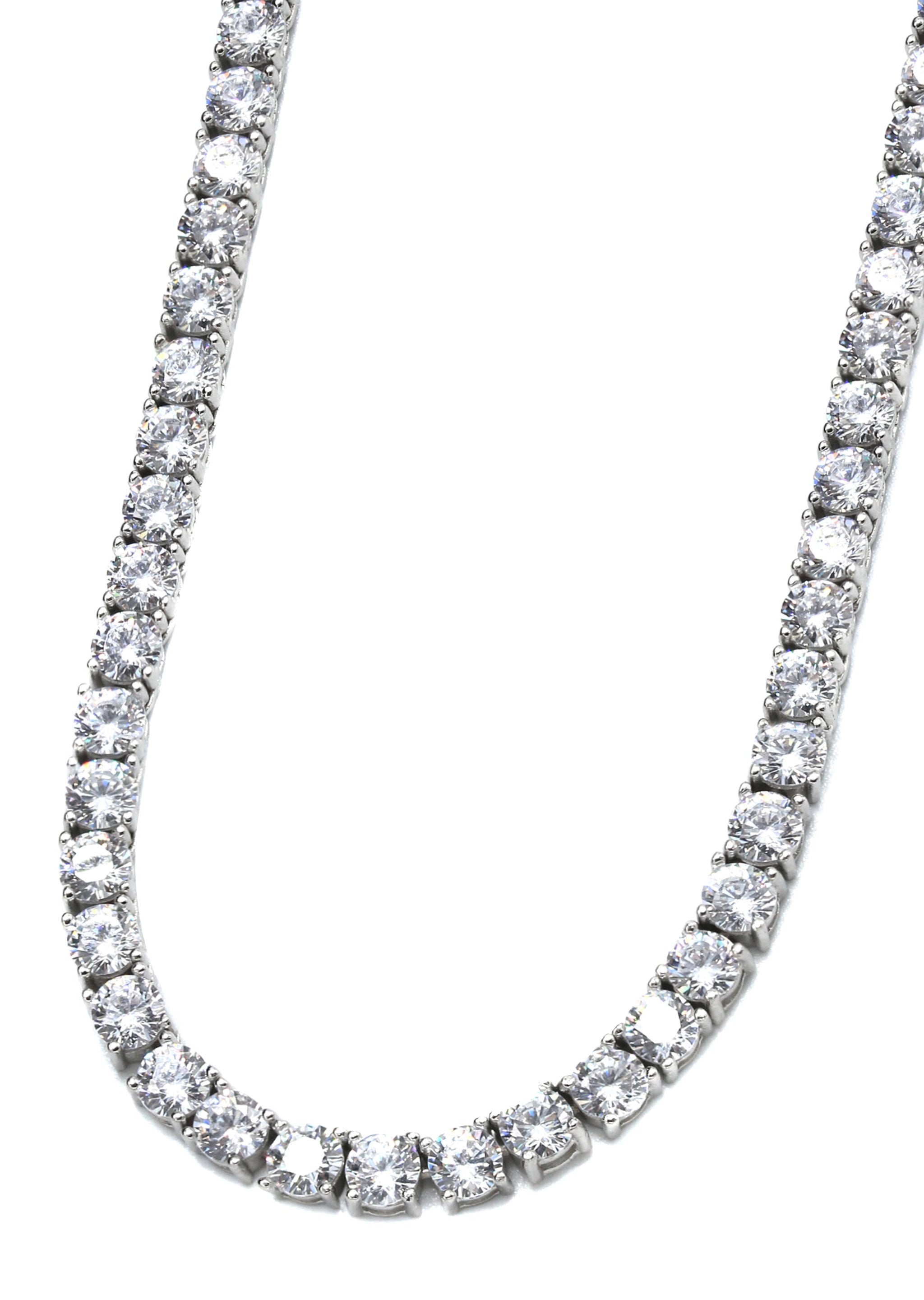 Tennis Chain Necklace-4mm （white gold） LuxeFlex 4mm Iced Out Four Leaf Tennis Chain,White Gold