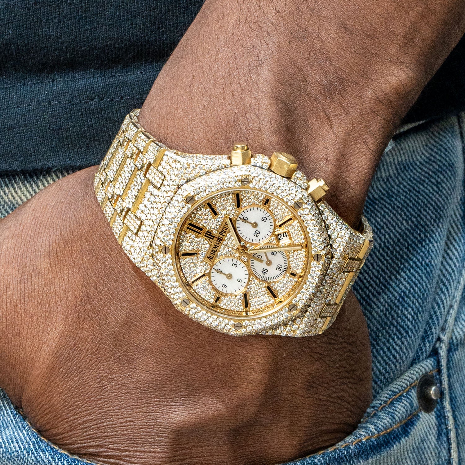 アドアーズ　ゴールド　 Audemars Piguet RoyalOak Chrono | 18K Gold Diamond Iced Out | 41 MM |