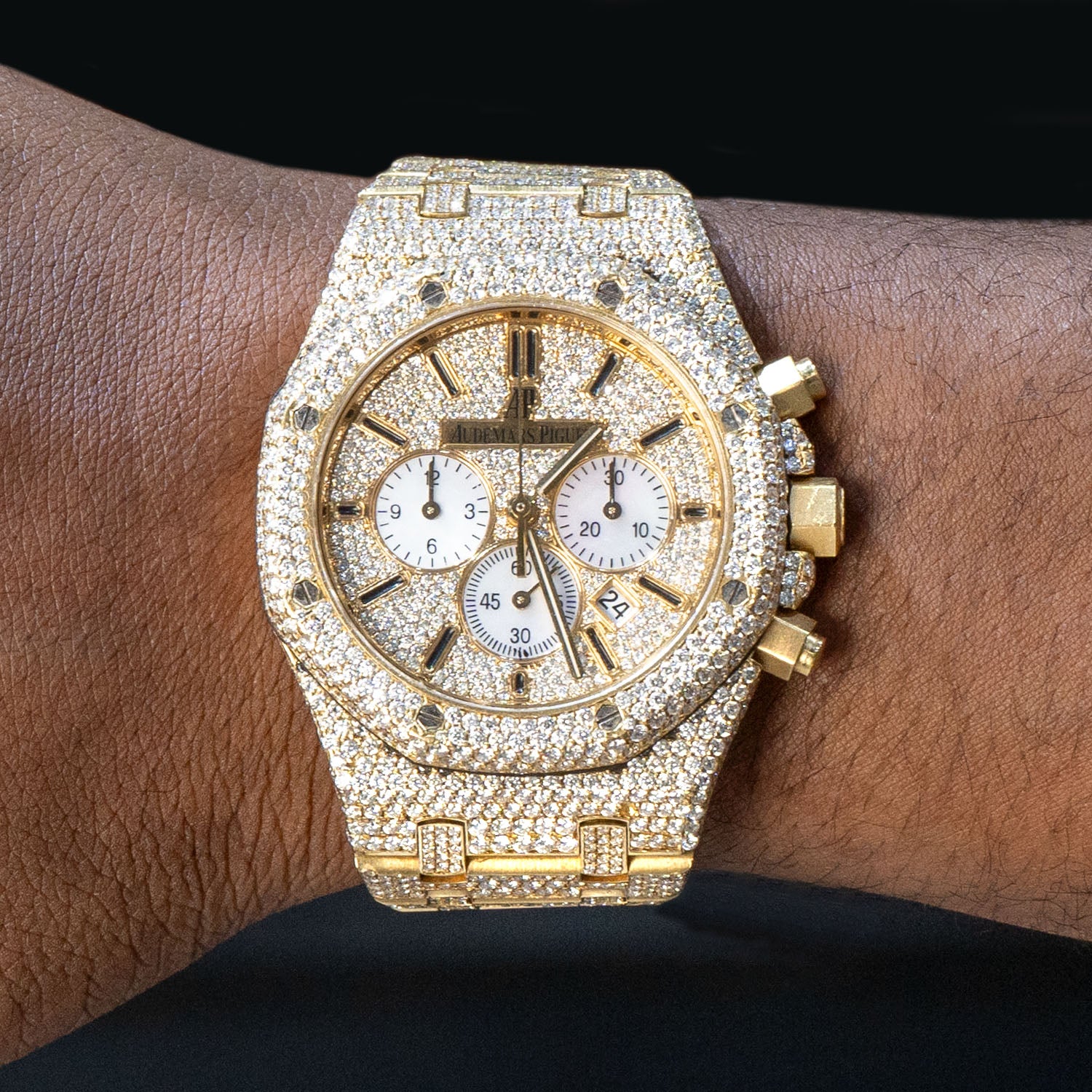 Audemars Piguet RoyalOak Chrono 18K Gold Diamond Iced Out 41 MM