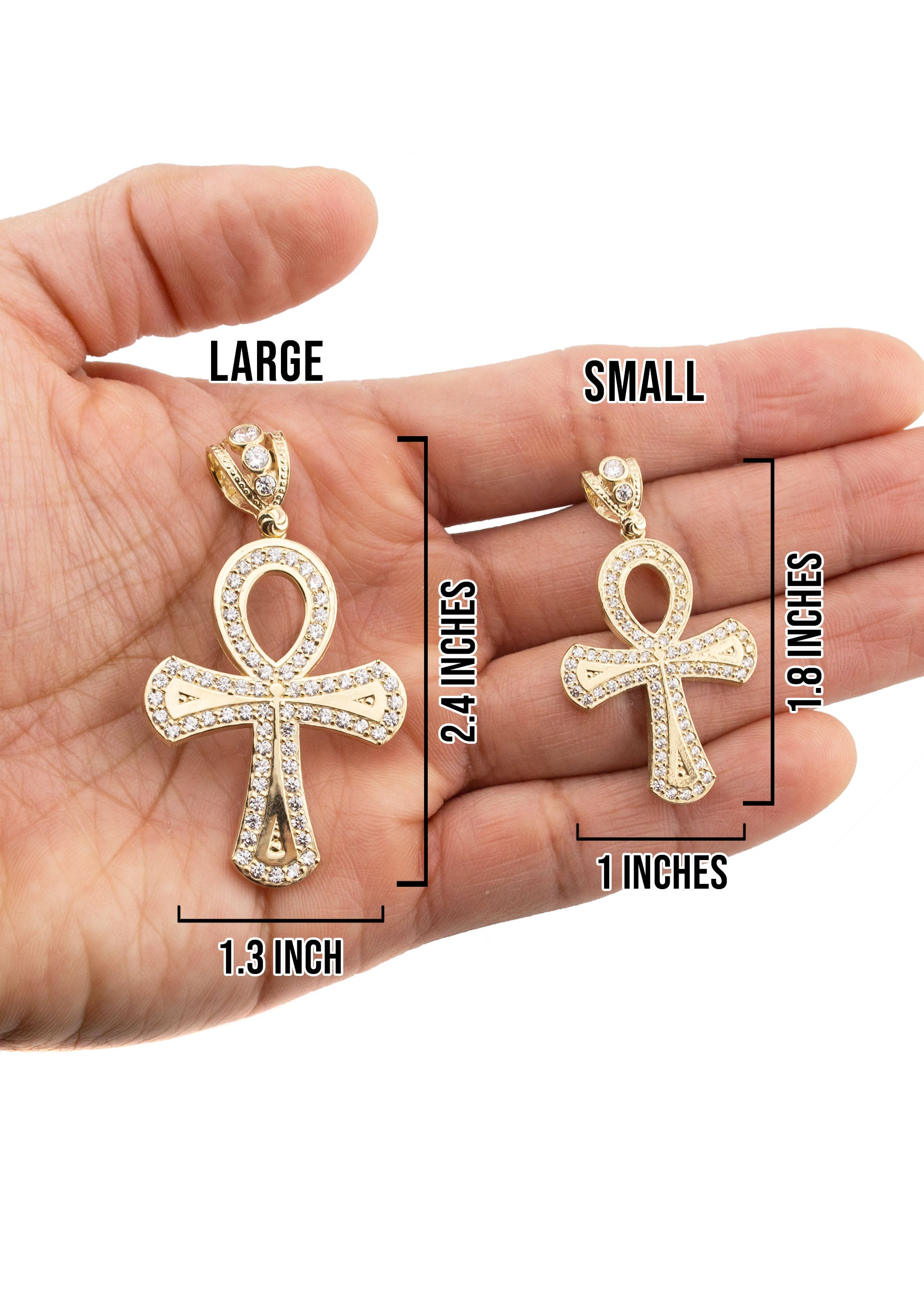 10K Yellow Gold Ankh Necklace | Small 10 Grams - Large 19 Grams