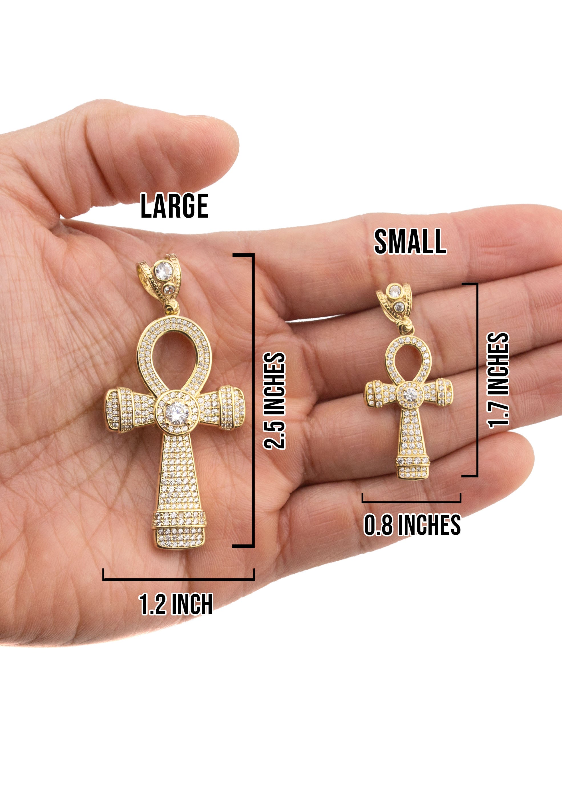 10K Yellow Gold Ankh Necklace | Small 10 Grams - Large 28 Grams