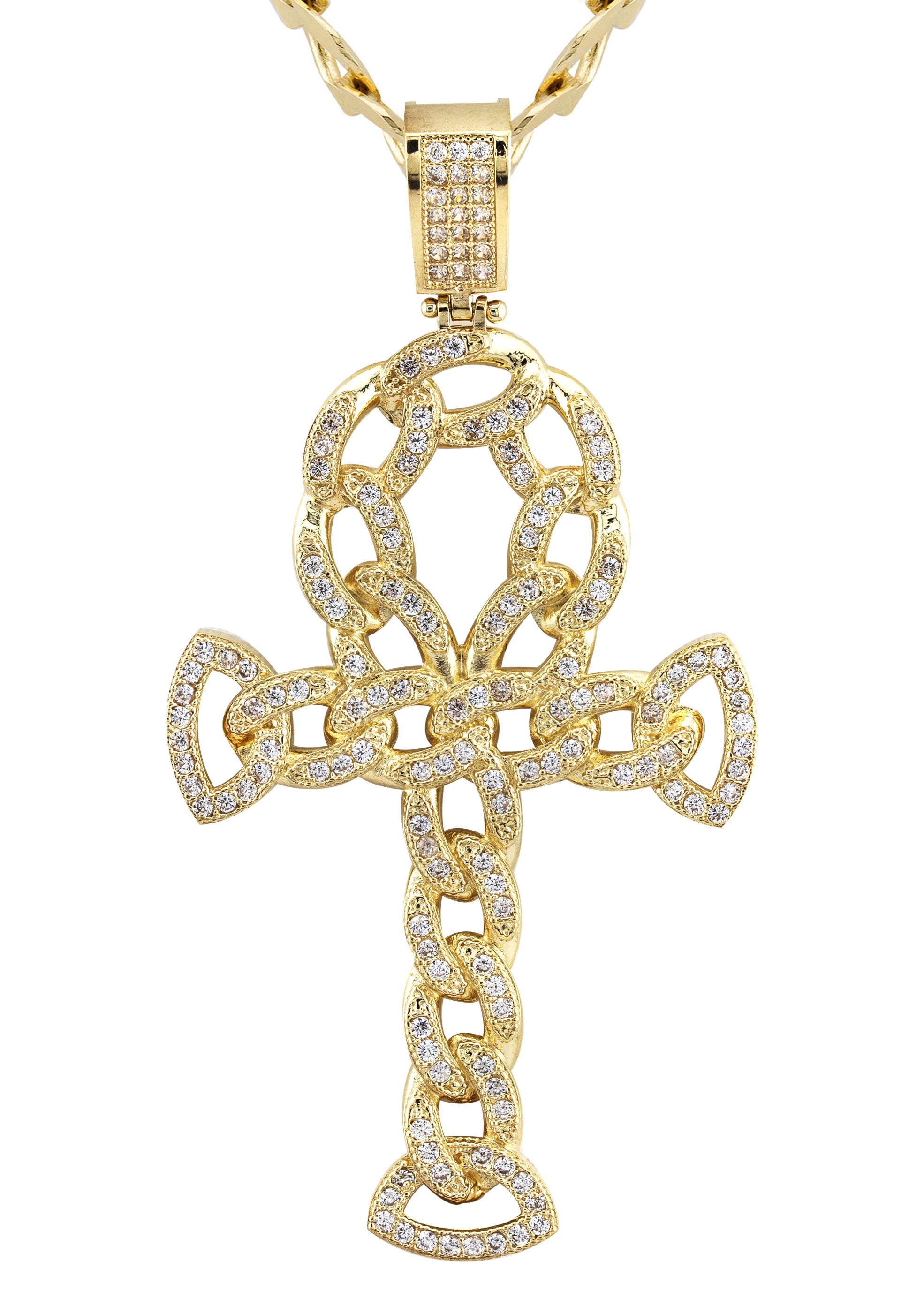 10K Yellow Gold Ankh Necklace | Small 9 Grams - Large 26 Grams