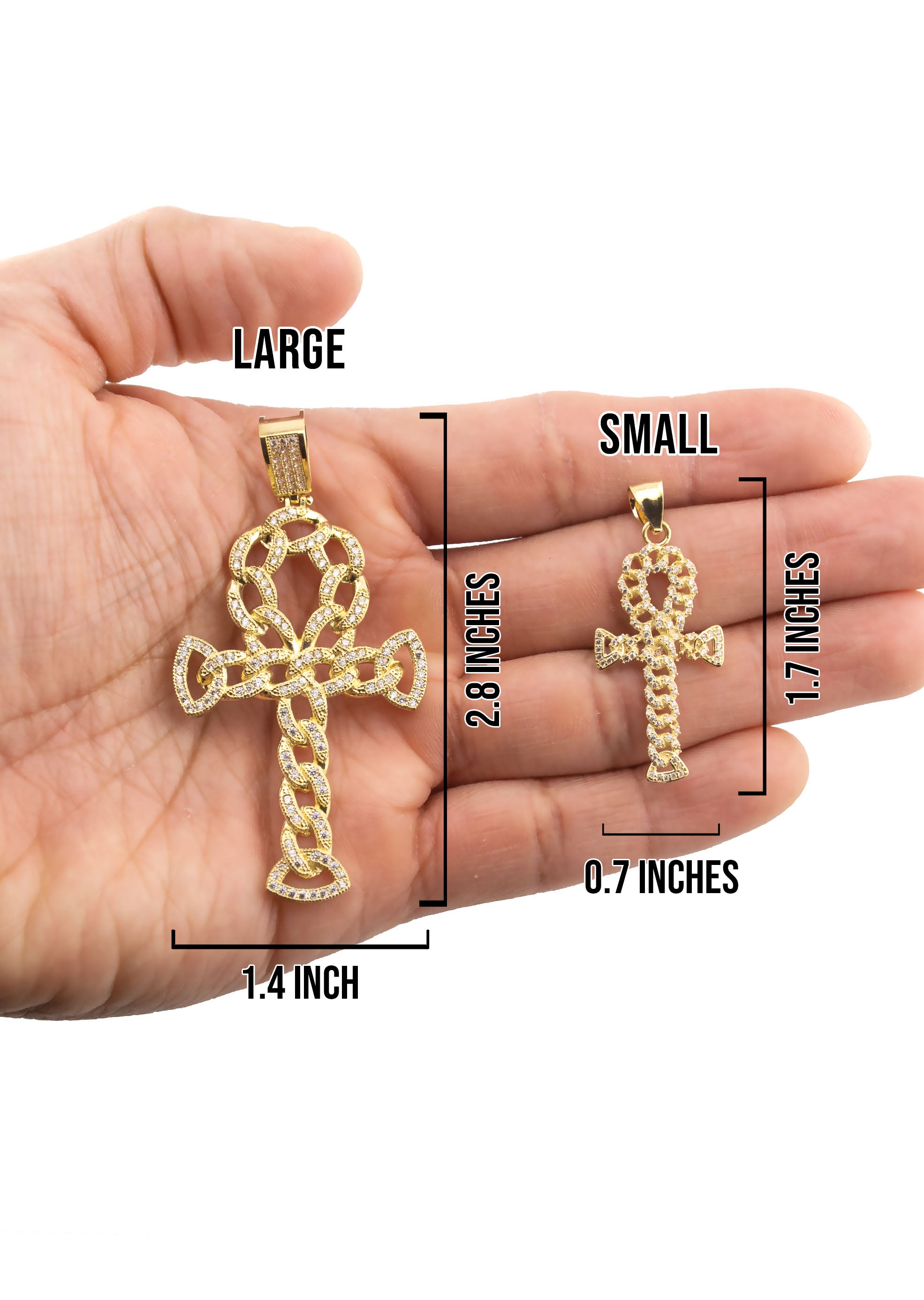 10K Yellow Gold Ankh Necklace | Small 9 Grams - Large 26 Grams