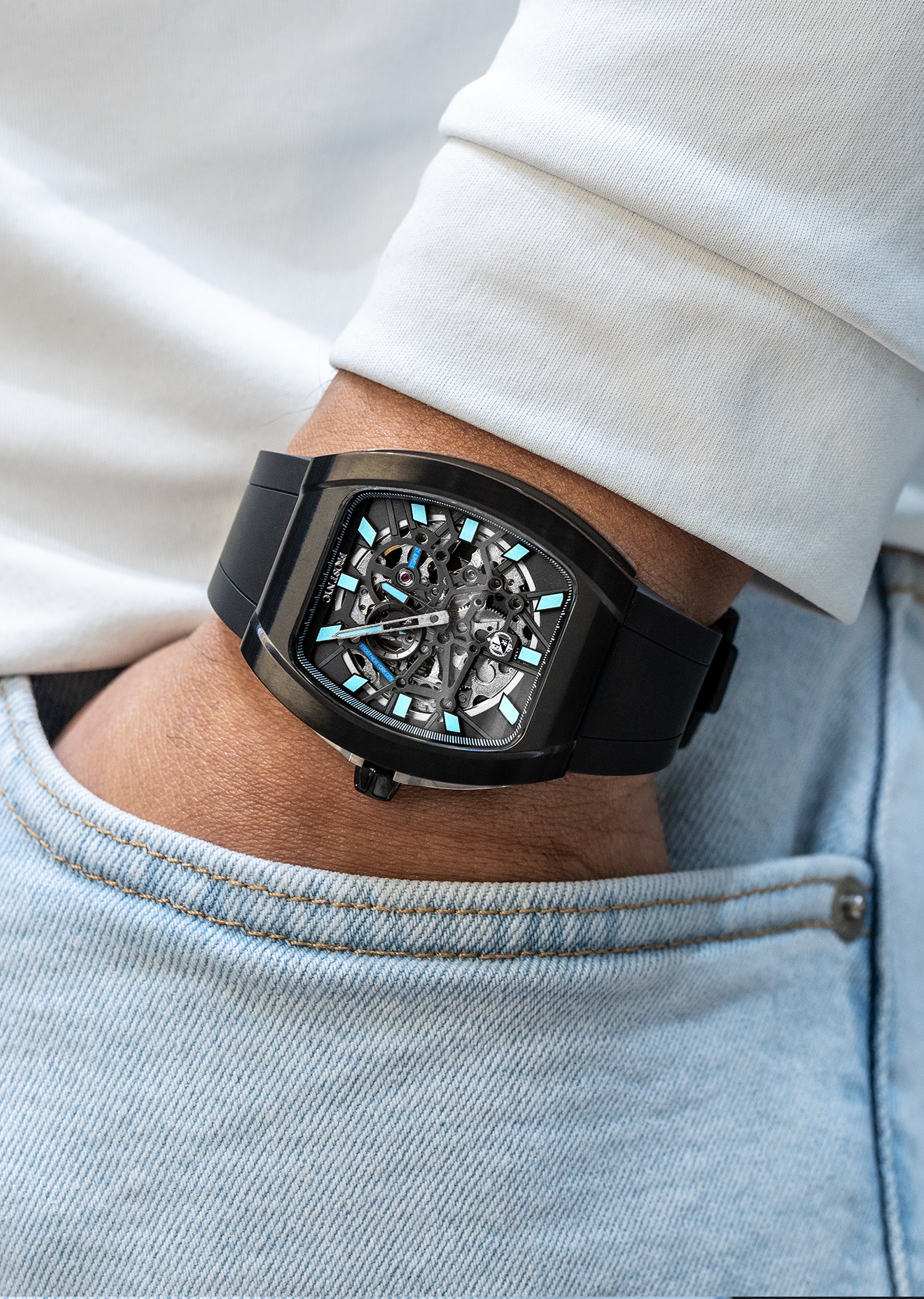 Frost NYC Mens Watch - Automatic Skeleton Sport Black Watch | FRST-01-