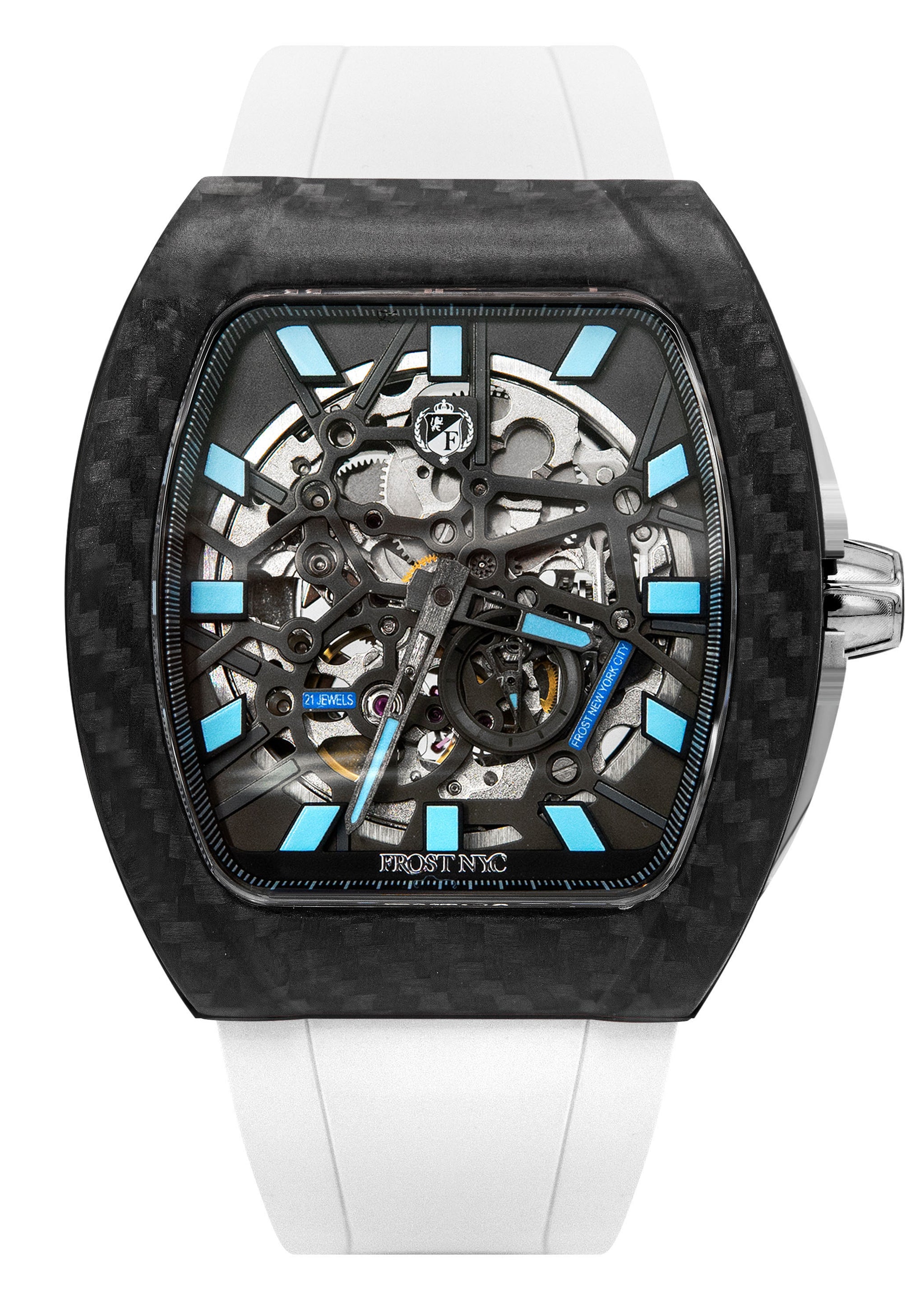 Frost NYC Mens Watch - Automatic Skeleton Carbon Fiber Sport Watch | F