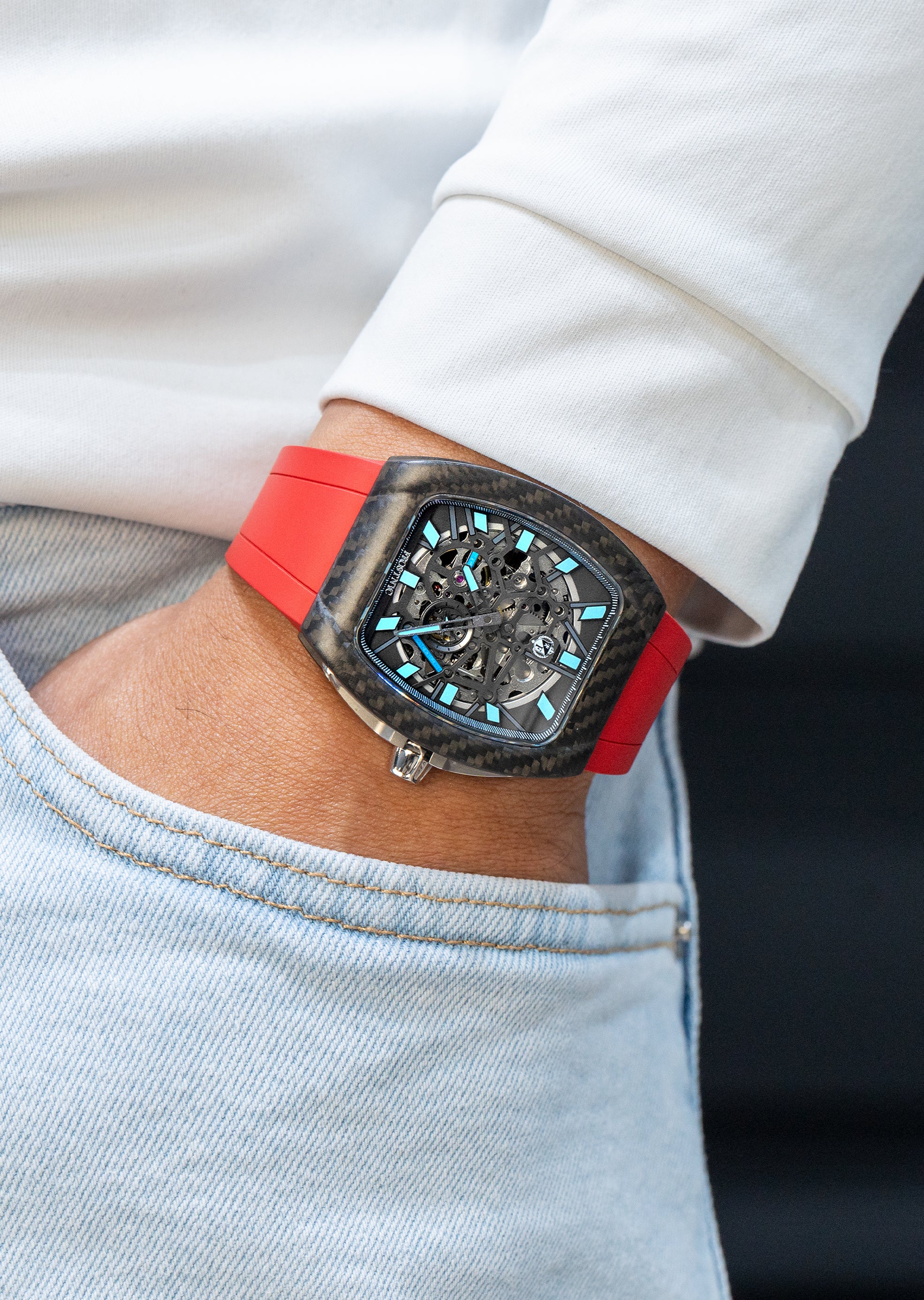 ルグランブルー　ラインストーンスカルタンクトップ Ocho series skeleton blue dial 41| Rubber strap トップス