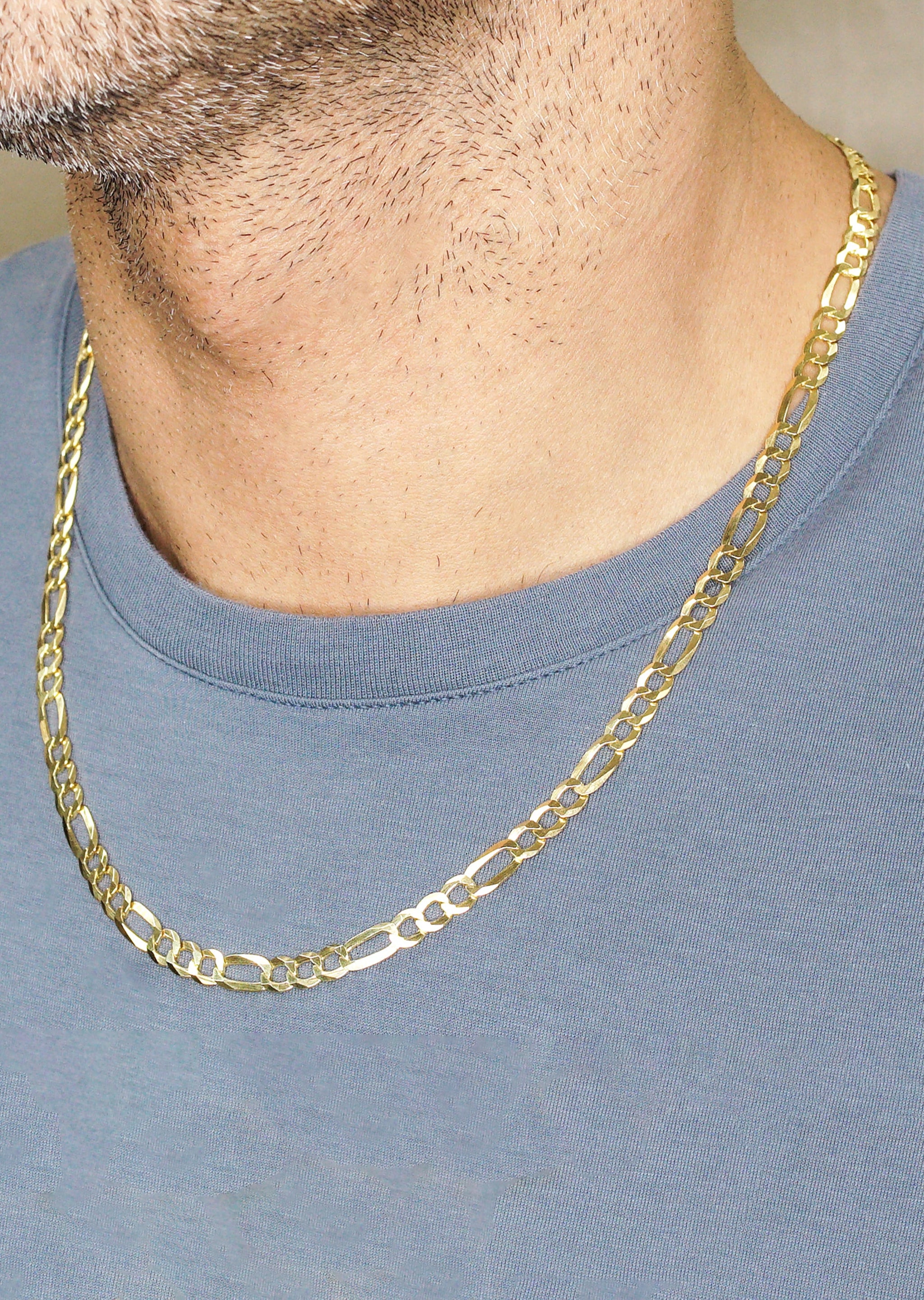 Silver Chain Mens Gold Chain Figaro Chain MM