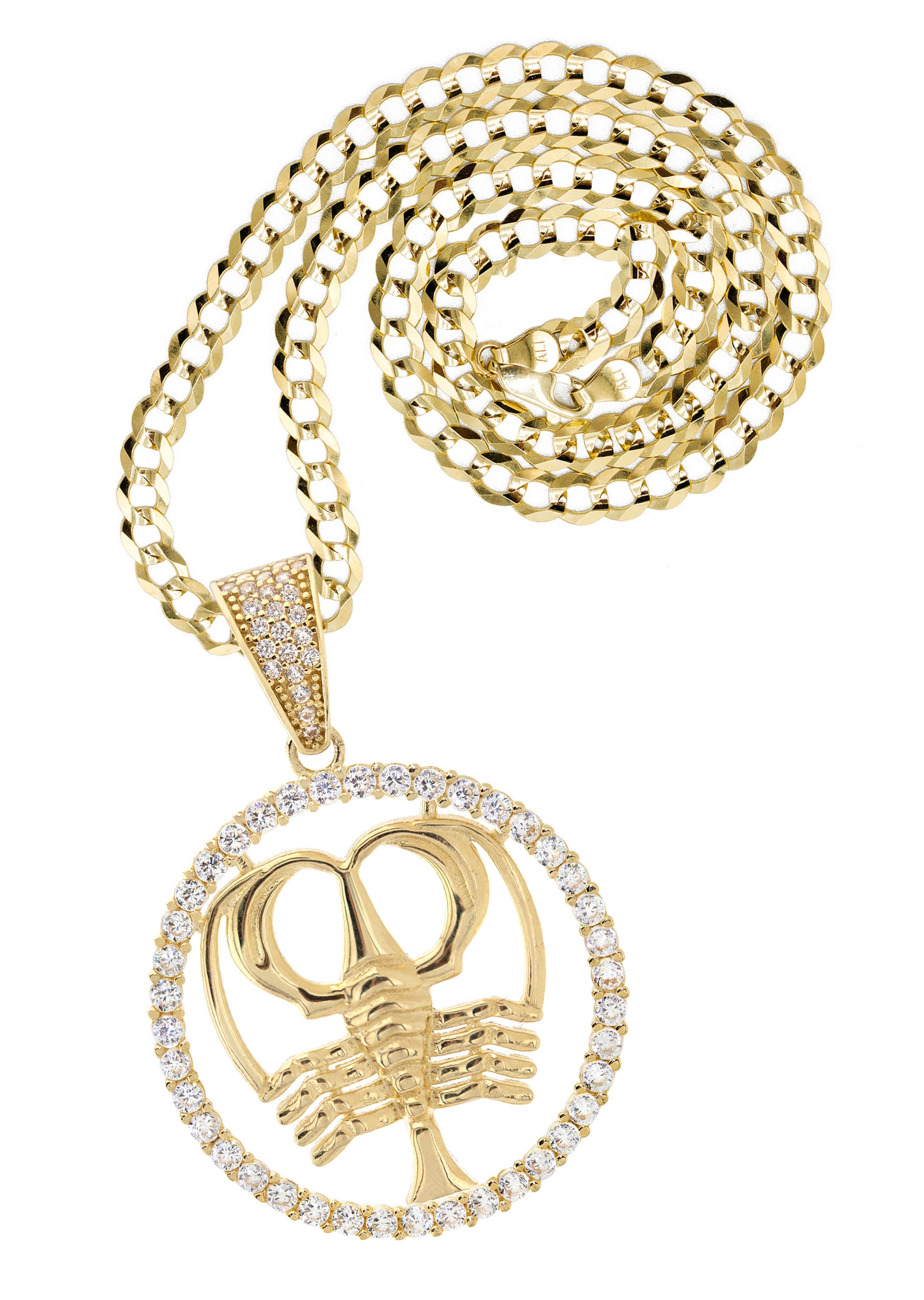 10K Yellow Gold Zodiac Cancer Necklace | Appx. 17.1 Grams
