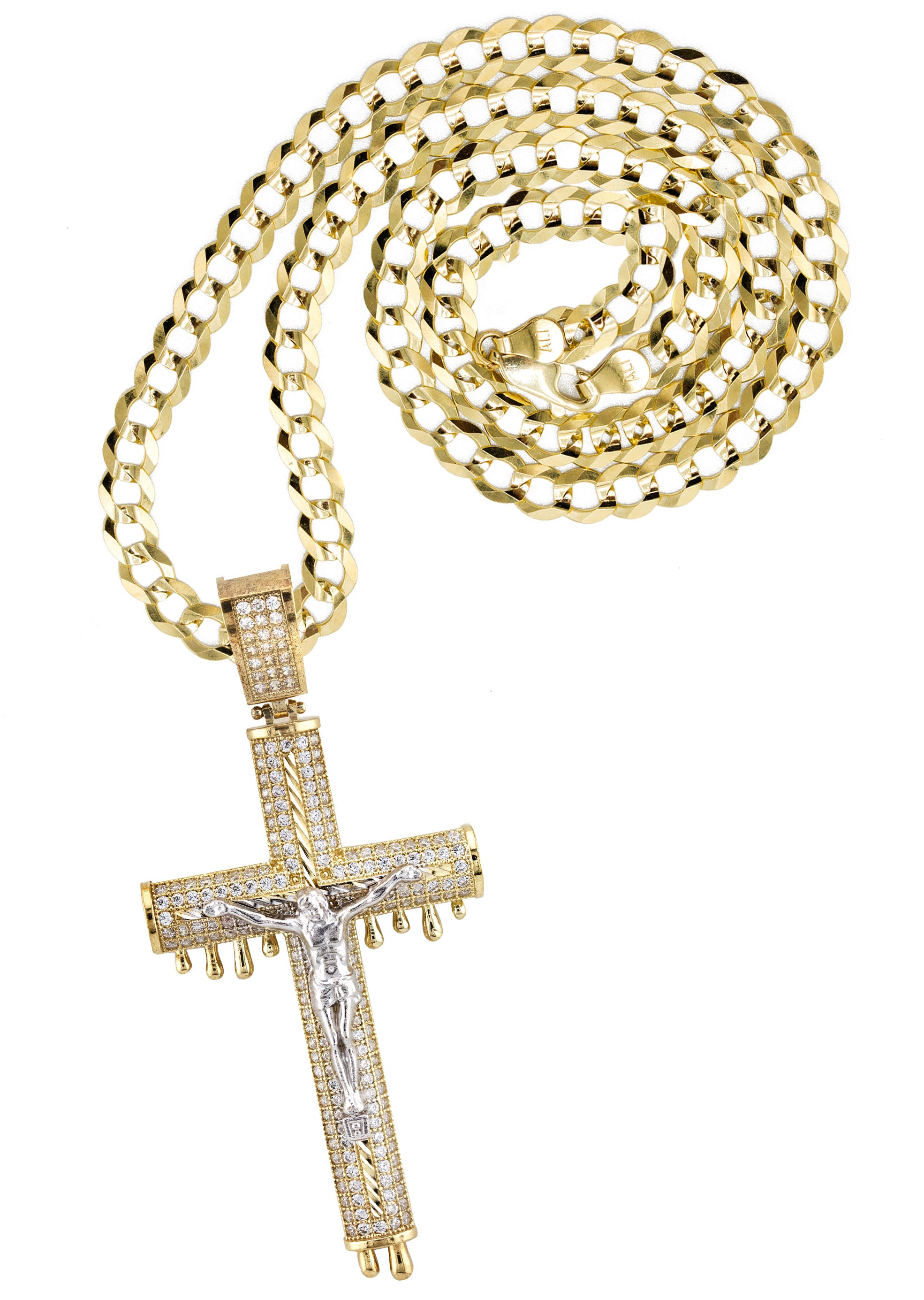 10K Yellow Gold Cross Necklace Small 12 Grams Large 20 Grams