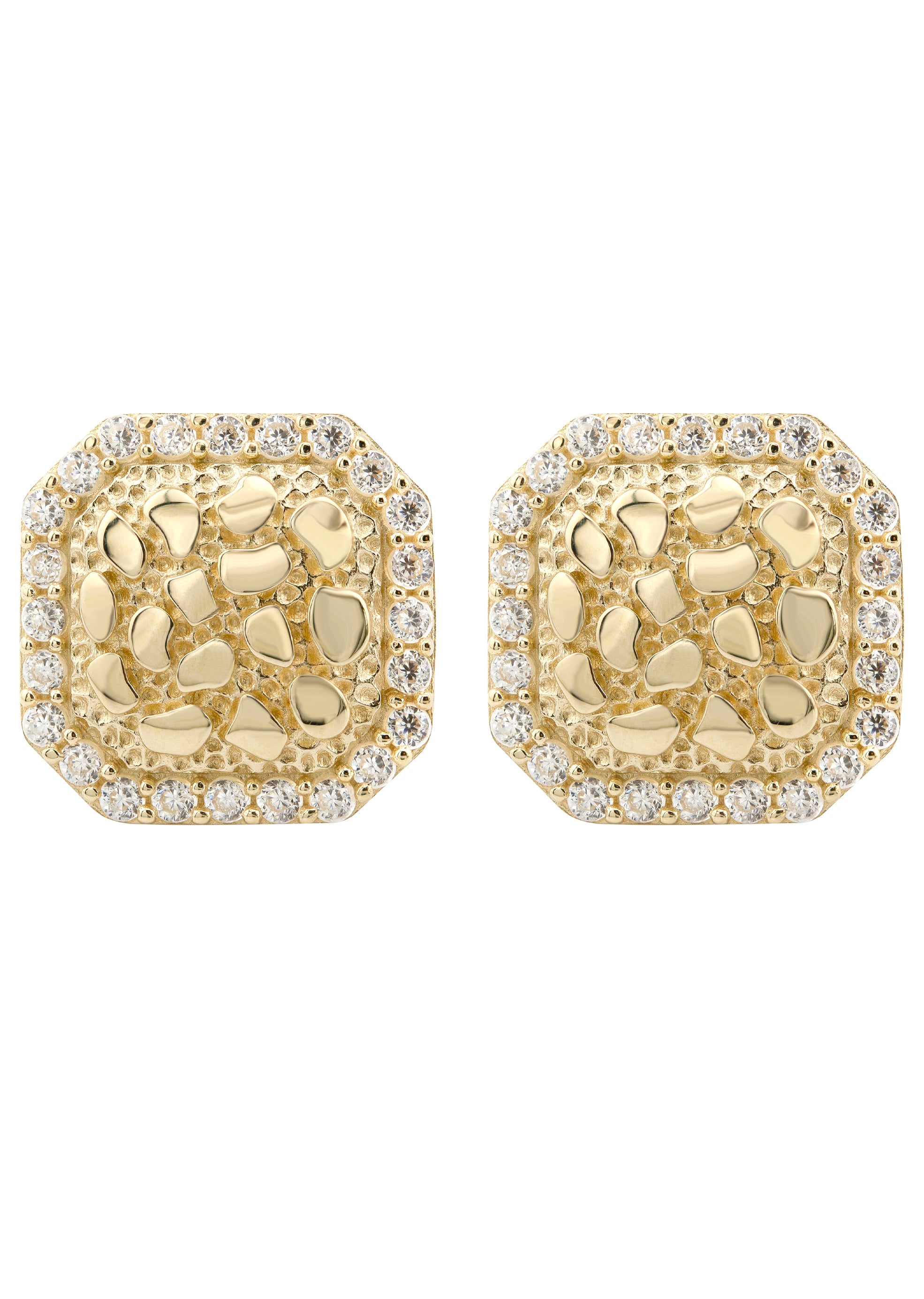 10K Gold Nugget Earrings Appx Inches Wide Style #21