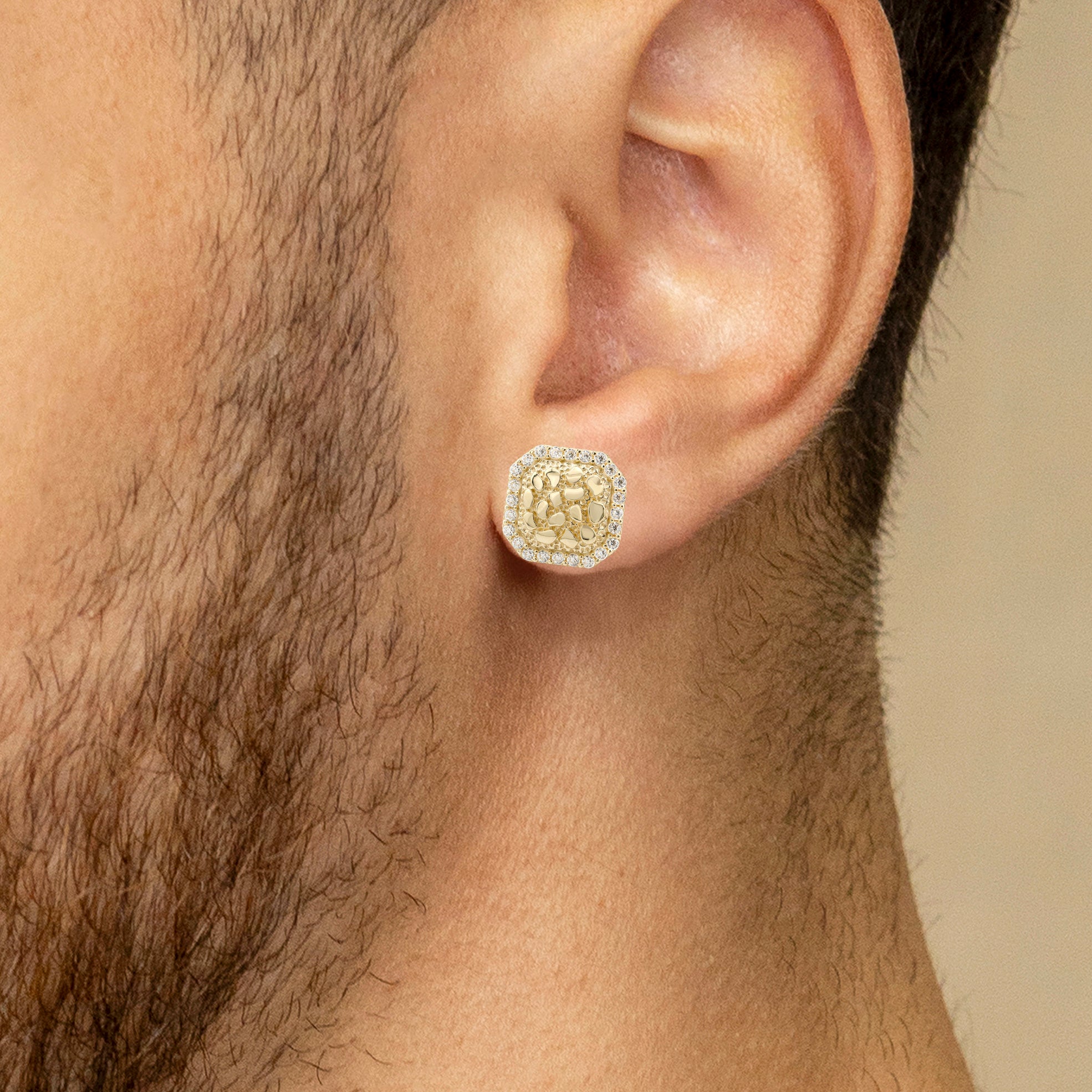 10K Gold Nugget Earrings | Appx 0.5 Inches Wide | Style #21 display picture 1