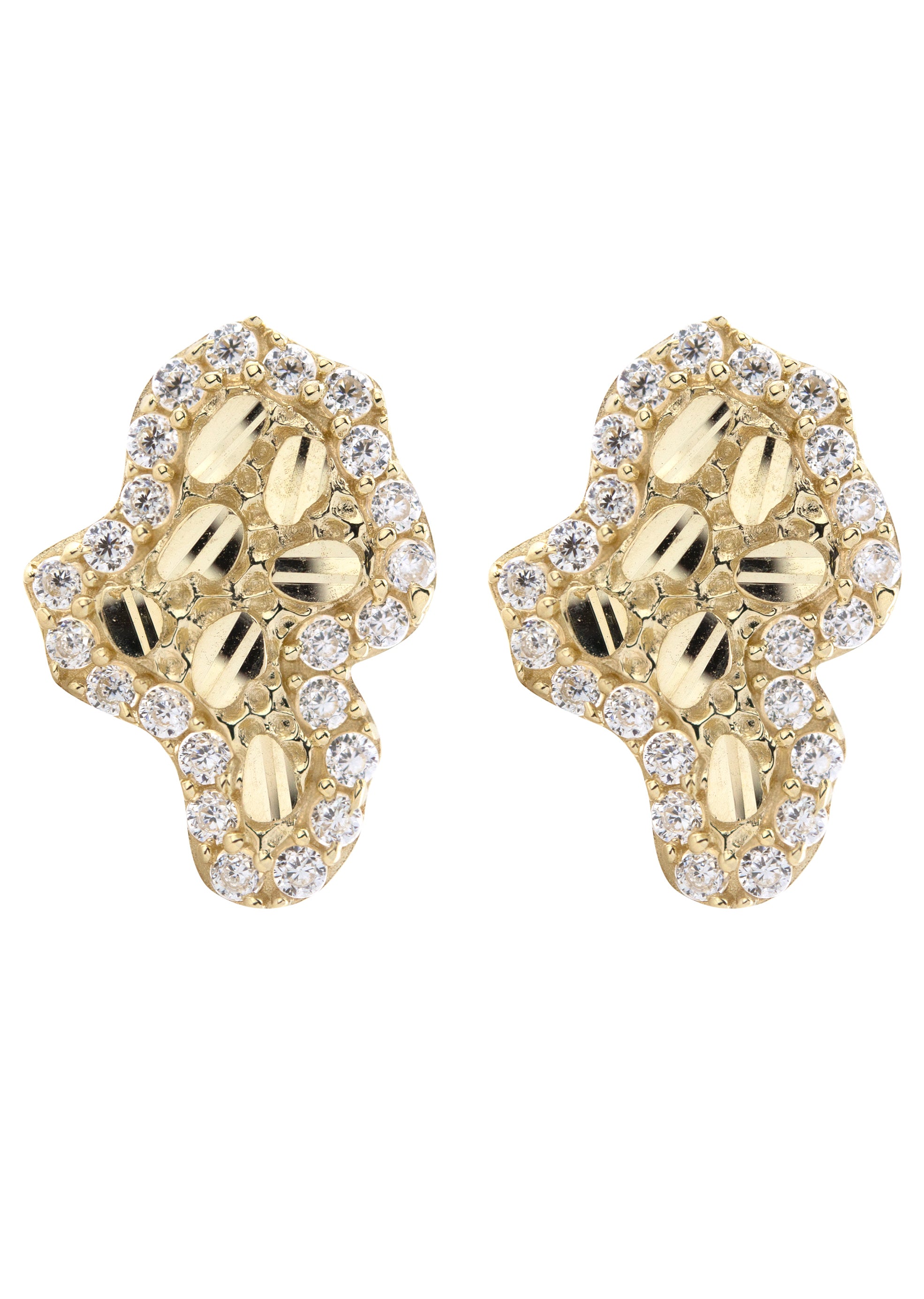 10K Gold Nugget Earrings Appx Inches Wide Style #101