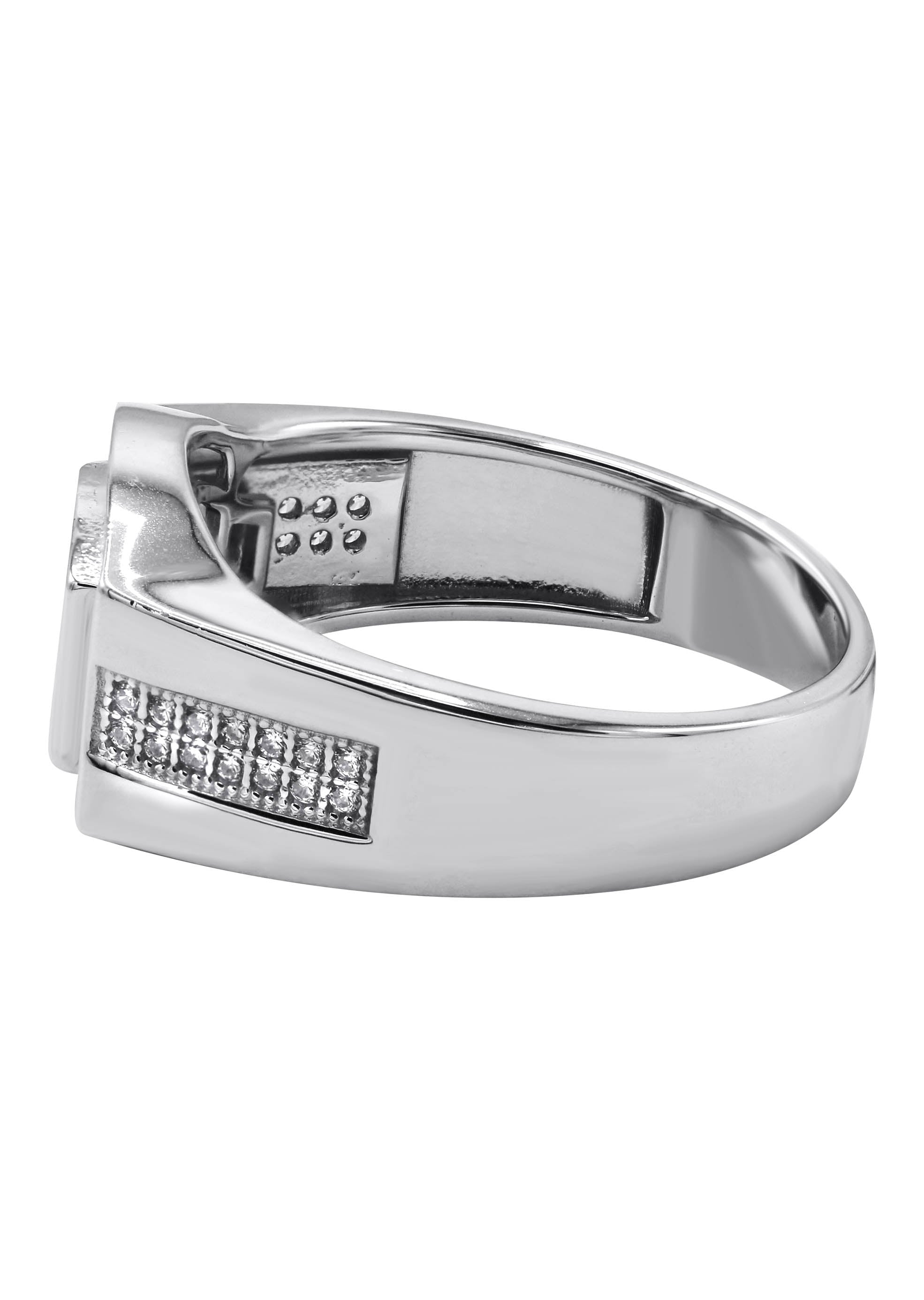 Mens Silver CZ Pinky Ring | Appx 6.4 Grams