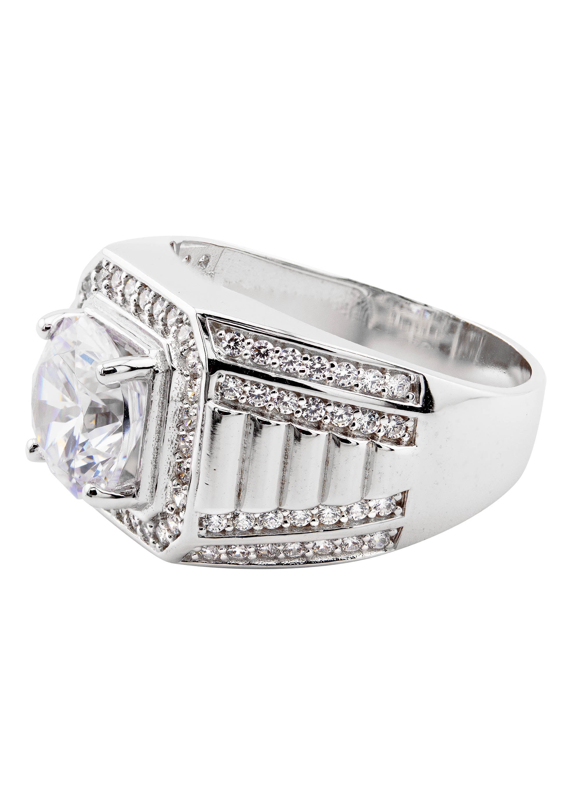 Mens Silver CZ Pinky Ring | Appx 10 Grams