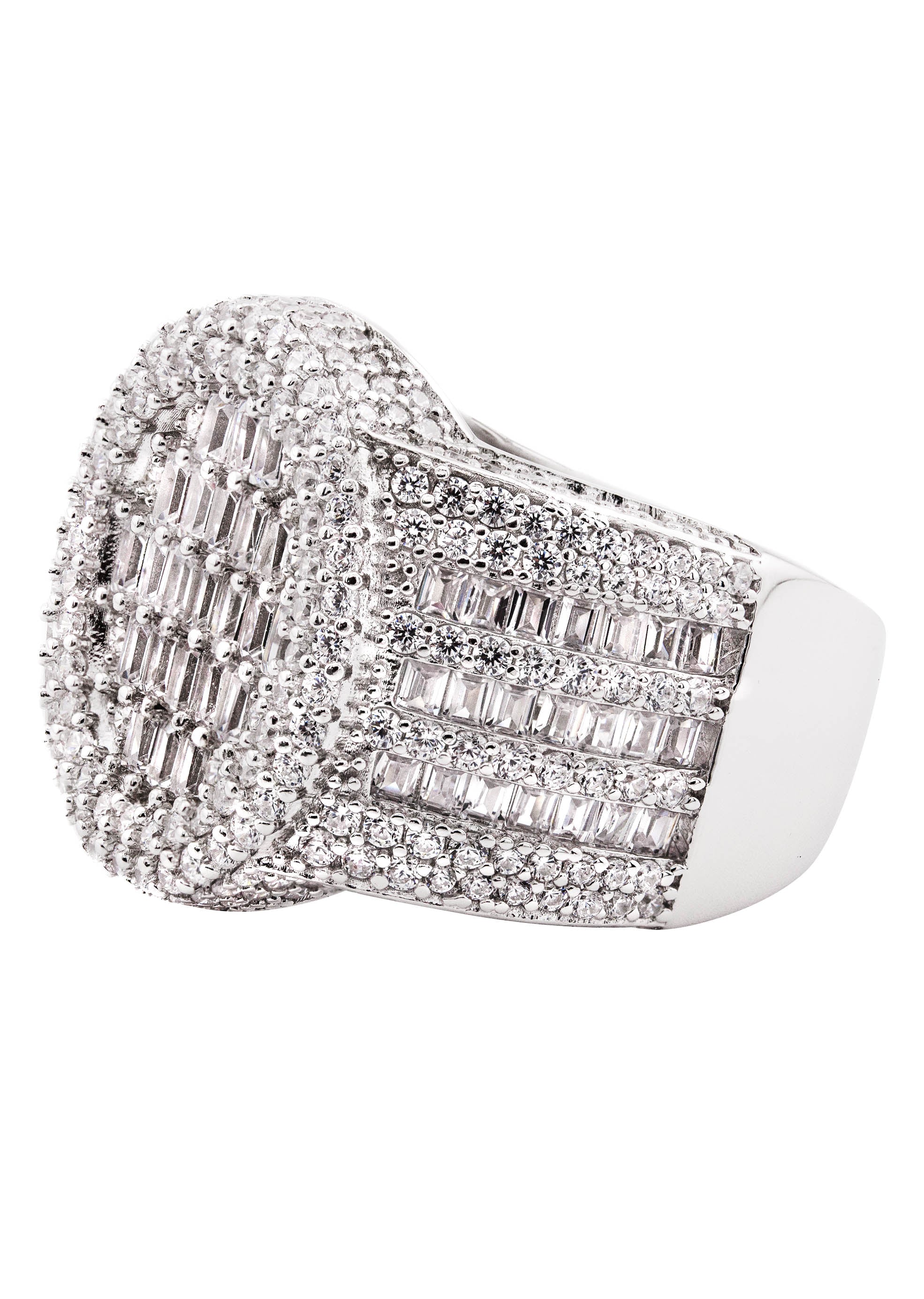 Mens Silver Baguette Ring | Appx 12.7 Grams