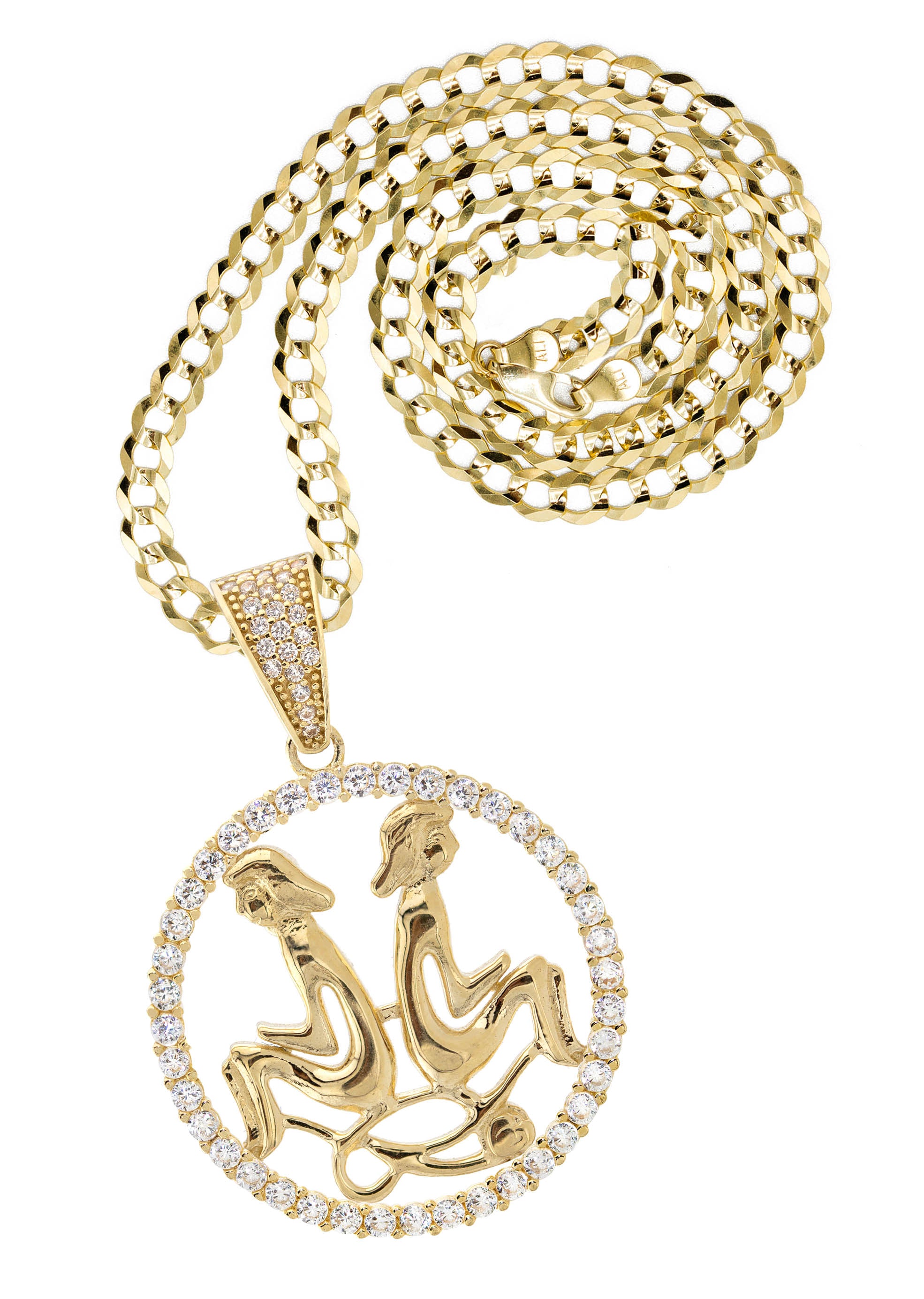 アクセサリー 18K 5.9 grams 18cm with charms 10K Yellow Gold Zodiac Gemini Necklace | Appx. 17.8 Grams