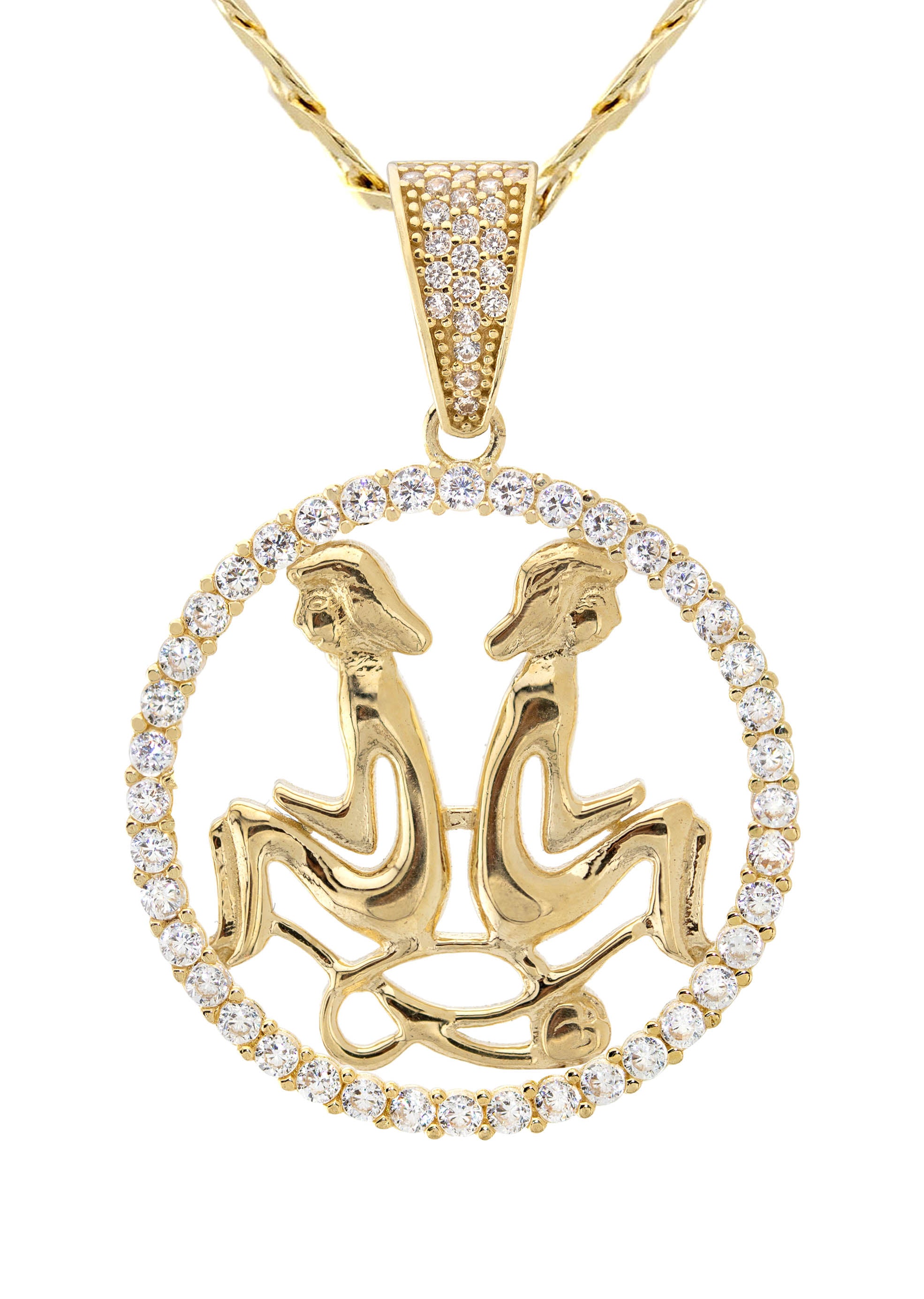 10K Yellow Gold Zodiac Gemini Necklace | Appx. 17.8 Grams