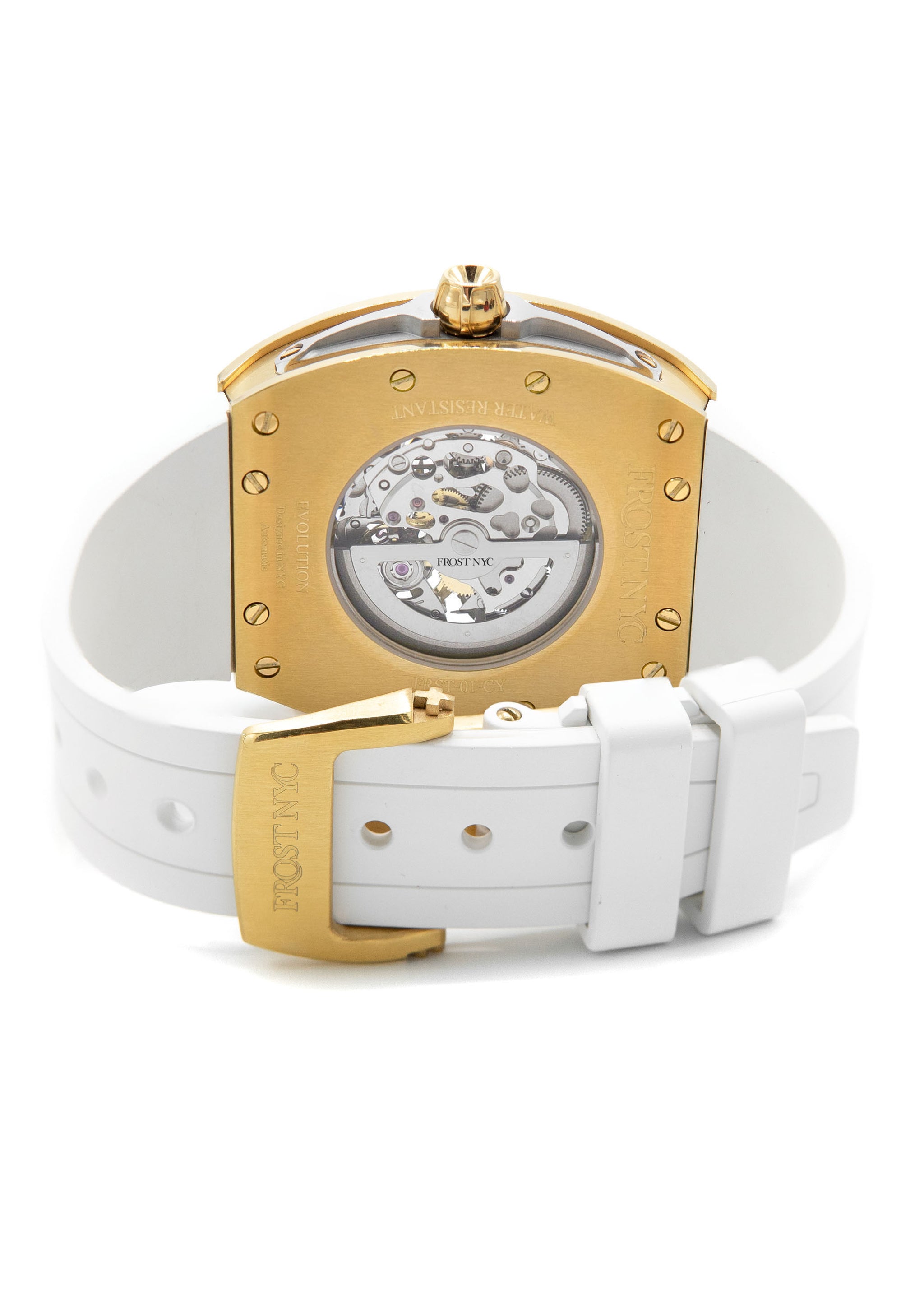 Frost NYC Mens Watch - Automatic Skeleton Sport Gold Watch 