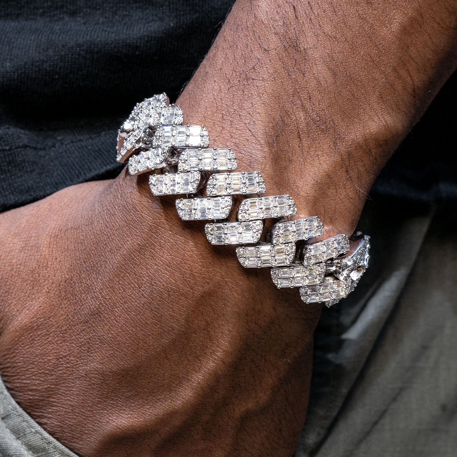 High End Jewelry Iced Out Baguette Miami Cuban Link Bracelet