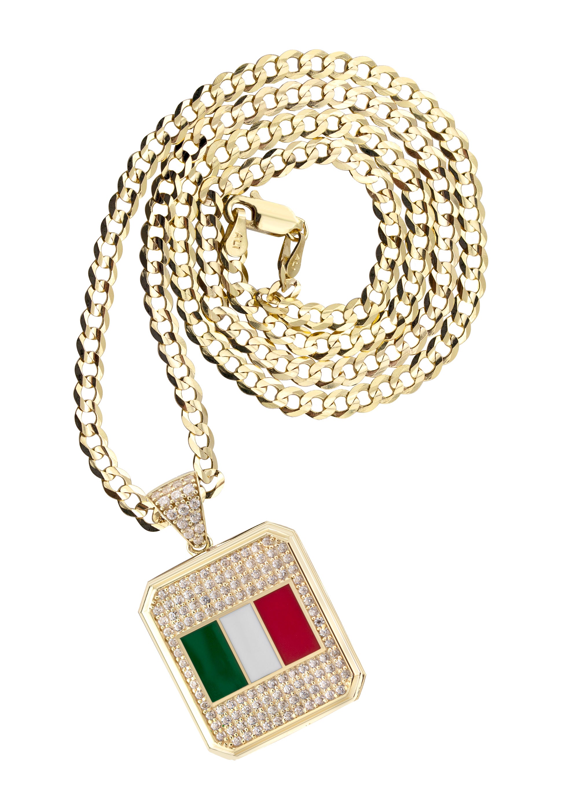10K Yellow Gold Italy Flag Necklace | Appx. 5 - 12 Grams