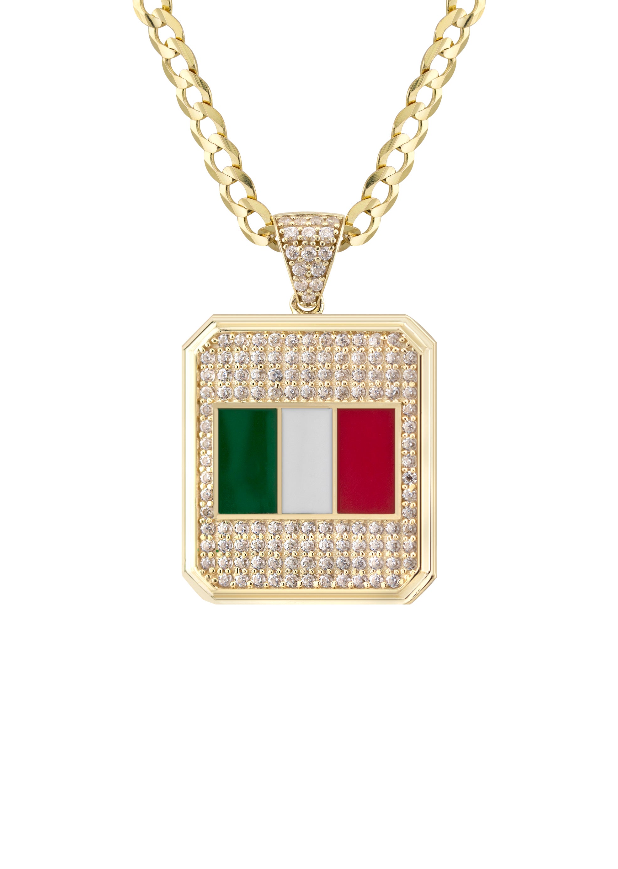 10K Yellow Gold Italy Flag Necklace | Appx. 5 - 12 Grams