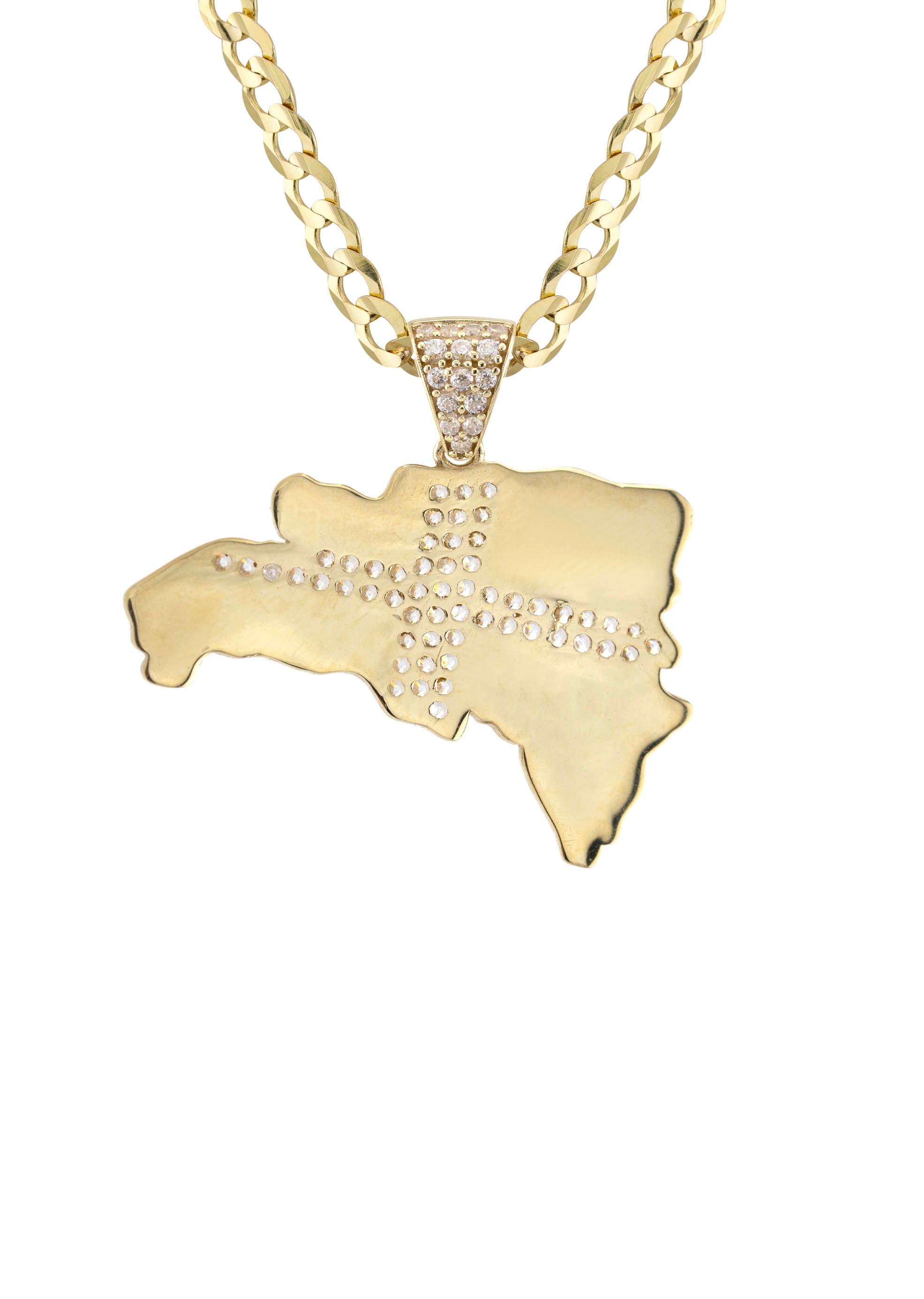 10K Yellow Gold Flag of the Dominican Republic Necklace | Appx. 3 - 10