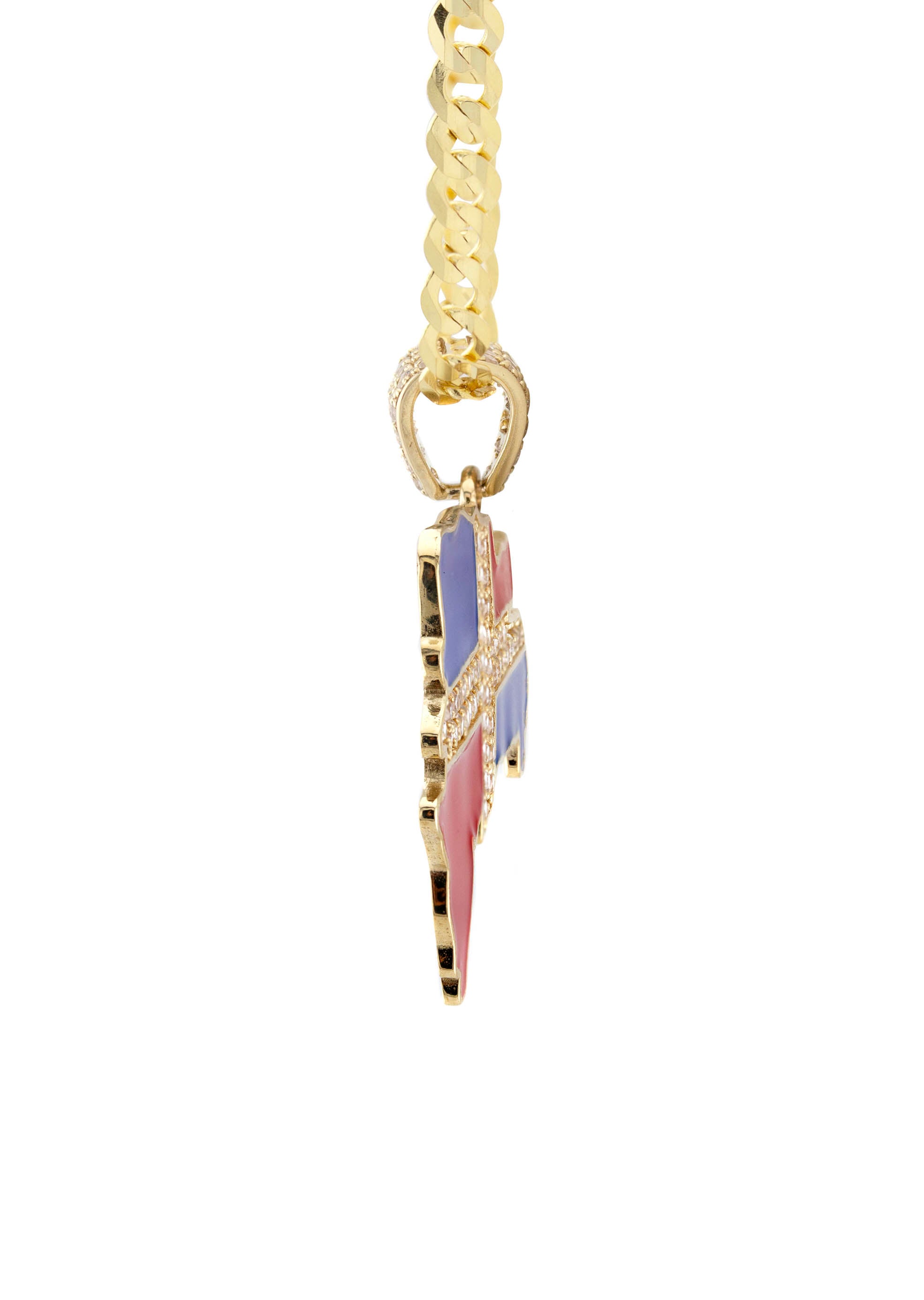 10K Yellow Gold Flag of the Dominican Republic Necklace | Appx. 3 - 10