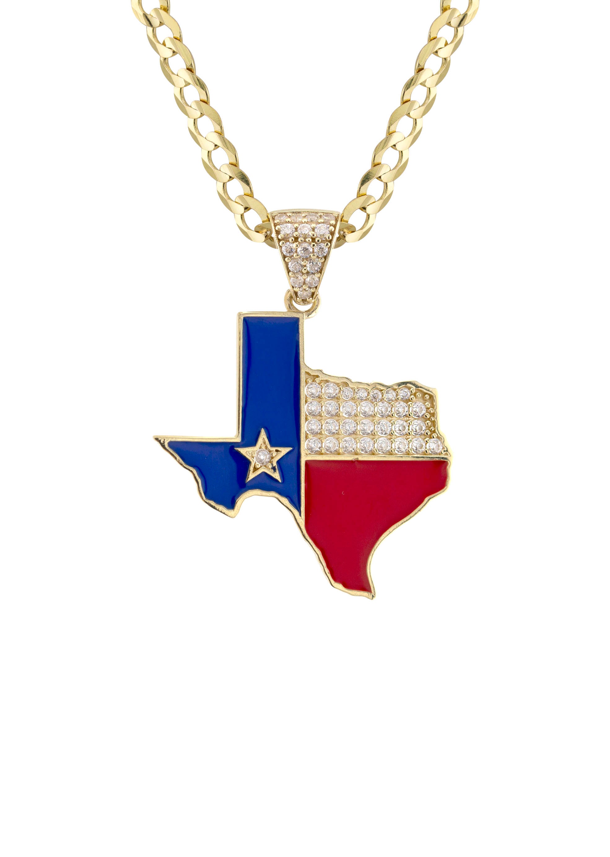 10K Yellow Gold Flag of Texas Necklace | Appx. 2.3 - 9.3 Grams