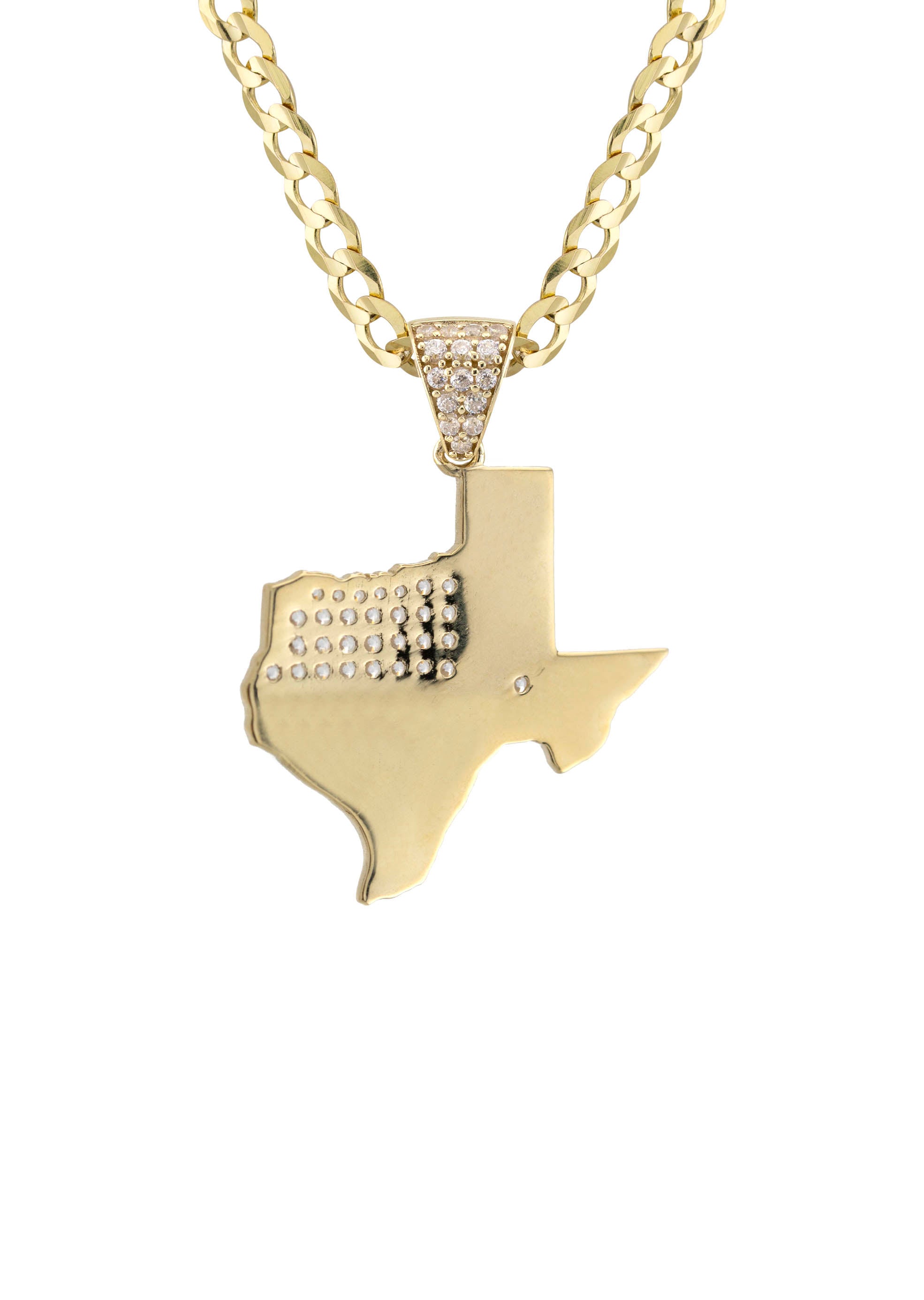 10K Yellow Gold Flag of Texas Necklace | Appx. 2.3 - 9.3 Grams