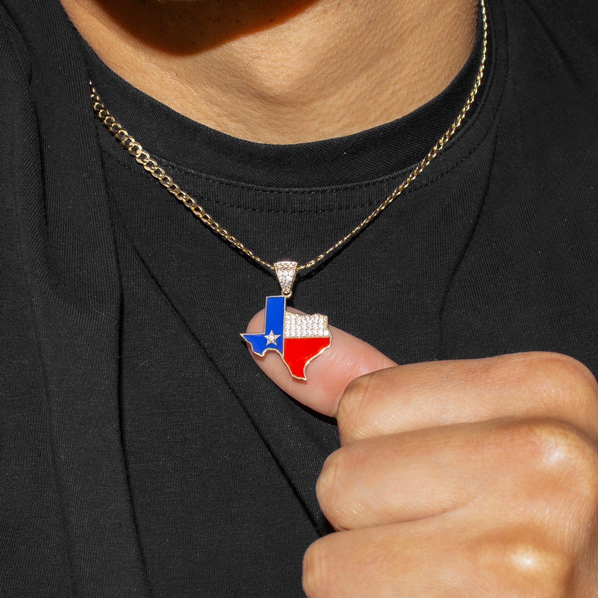 10K Yellow Gold Flag of Texas Necklace | Appx. 2.3 - 9.3 Grams