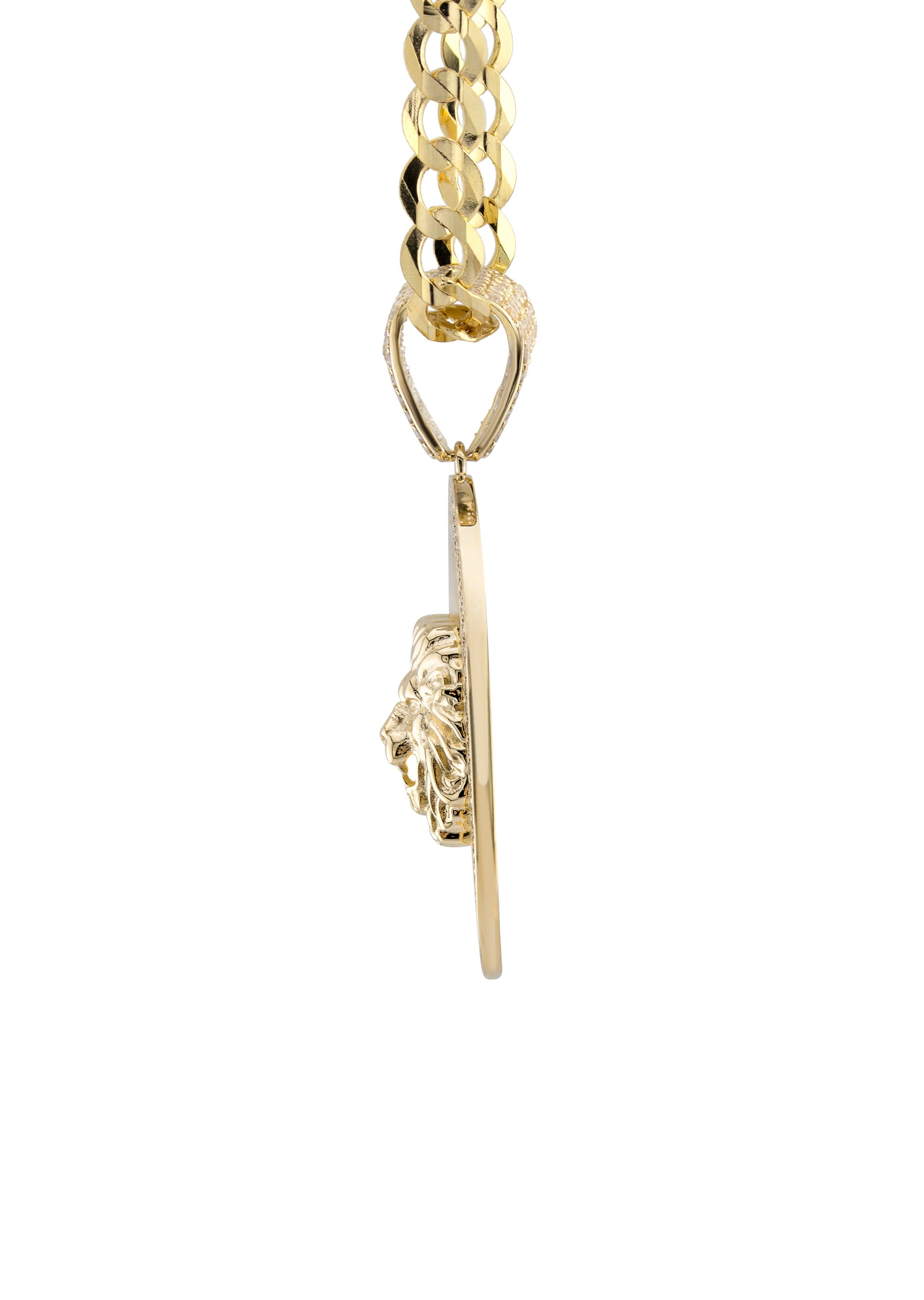 10K Yellow Gold Round Lion Head Necklace | Appx. 7.6 - 21.6 Grams