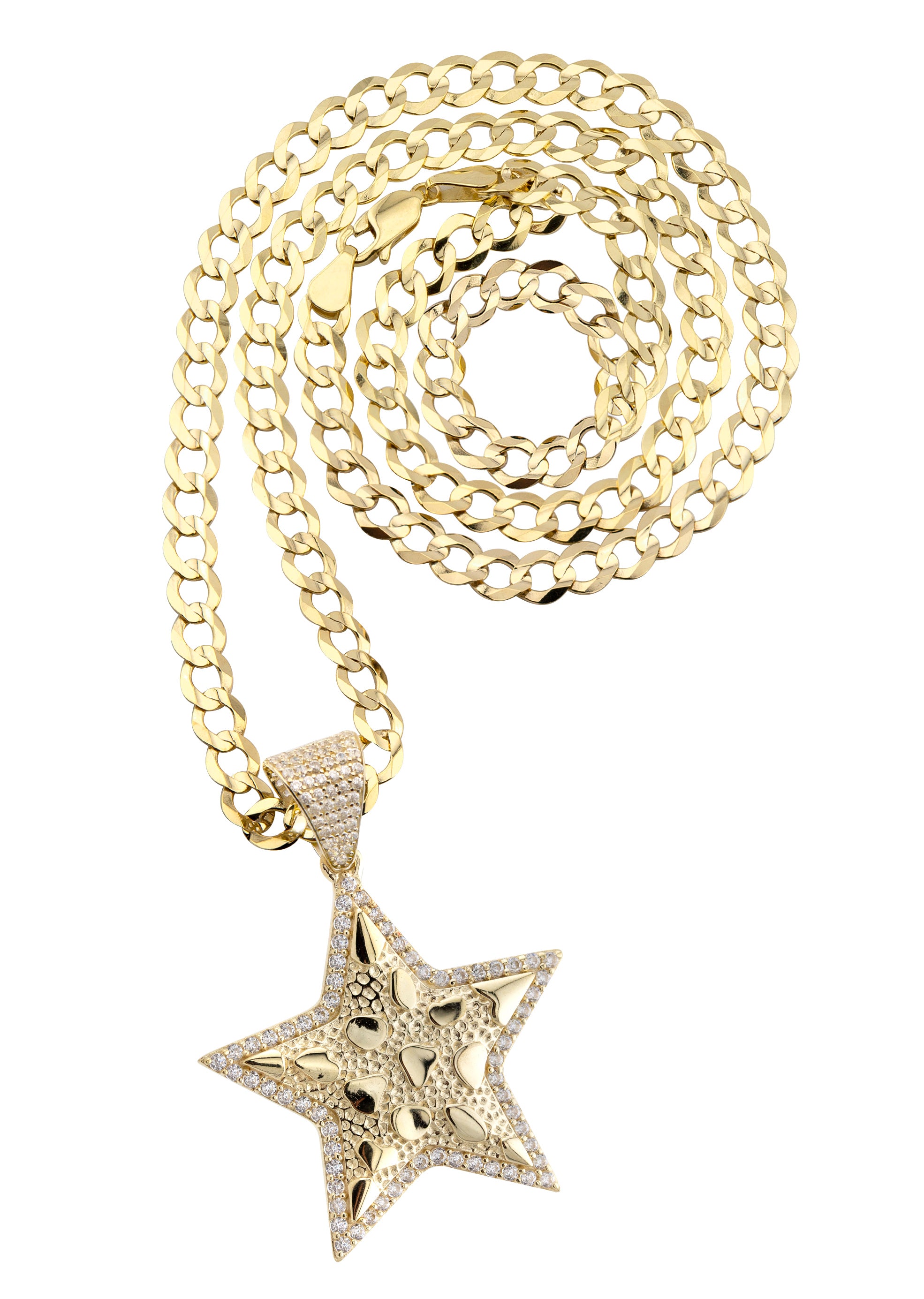 10K Yellow Gold Star Nugget Necklace | Appx. 3.2 - 17.2 Grams