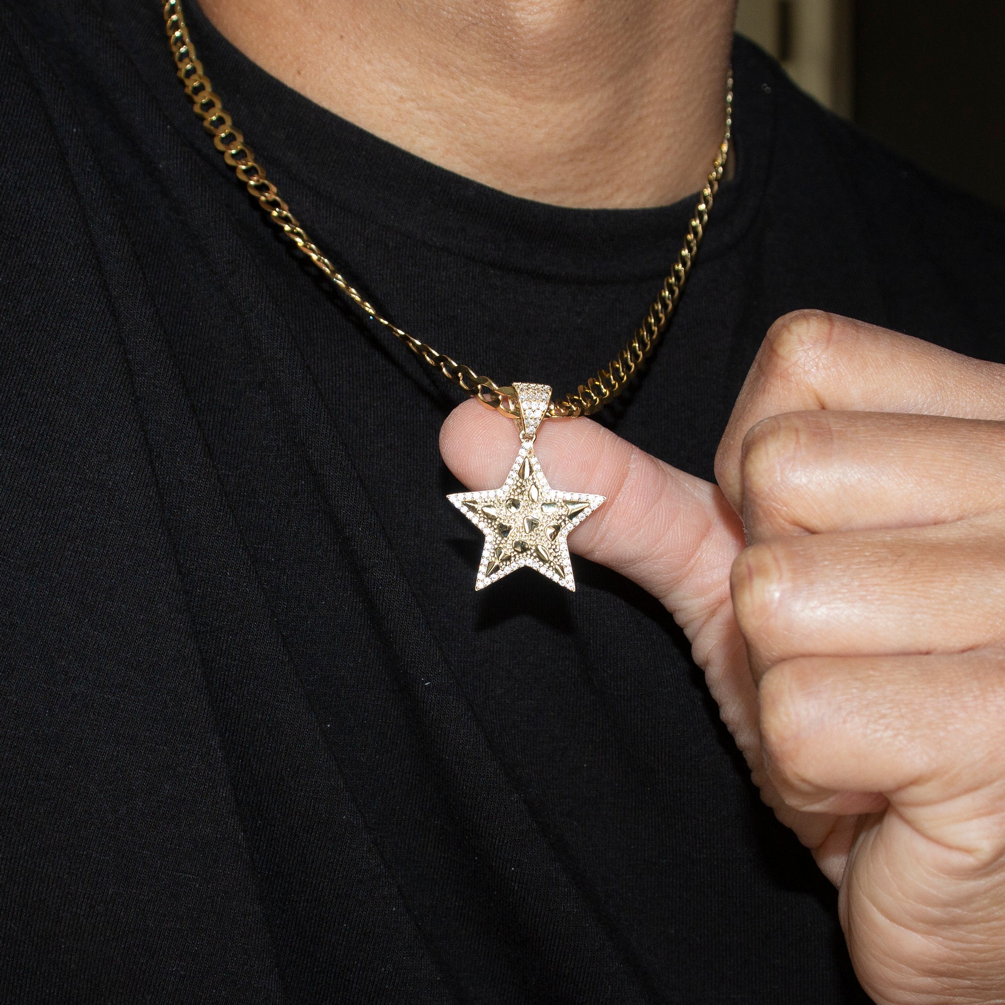 10K Yellow Gold Star Nugget Necklace | Appx. 3.2 - 17.2 Grams