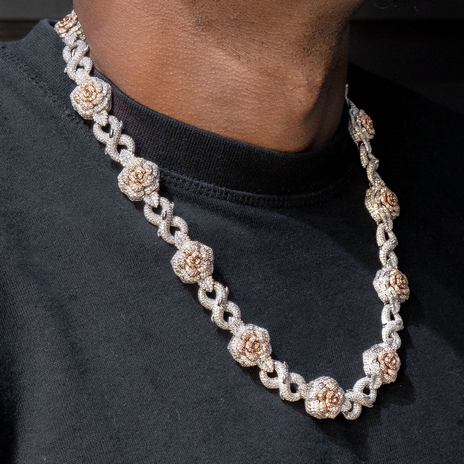 High End Jewelry - Iced Out Diamond Roses and Thorns Chain