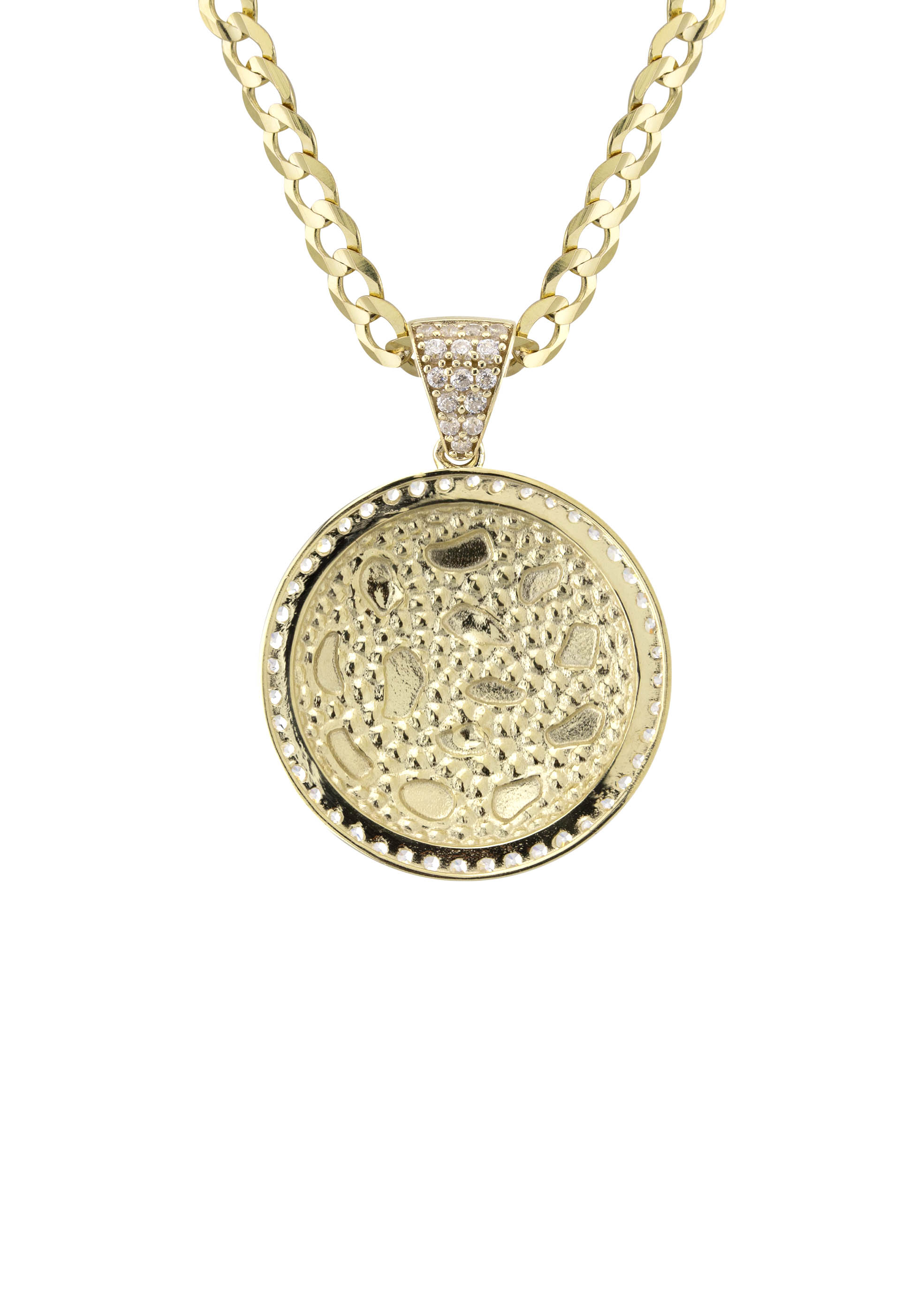 10k gold pendant ネックレス用 10K Yellow Gold Round Nugget Necklace | Appx. 3 - 10 Grams