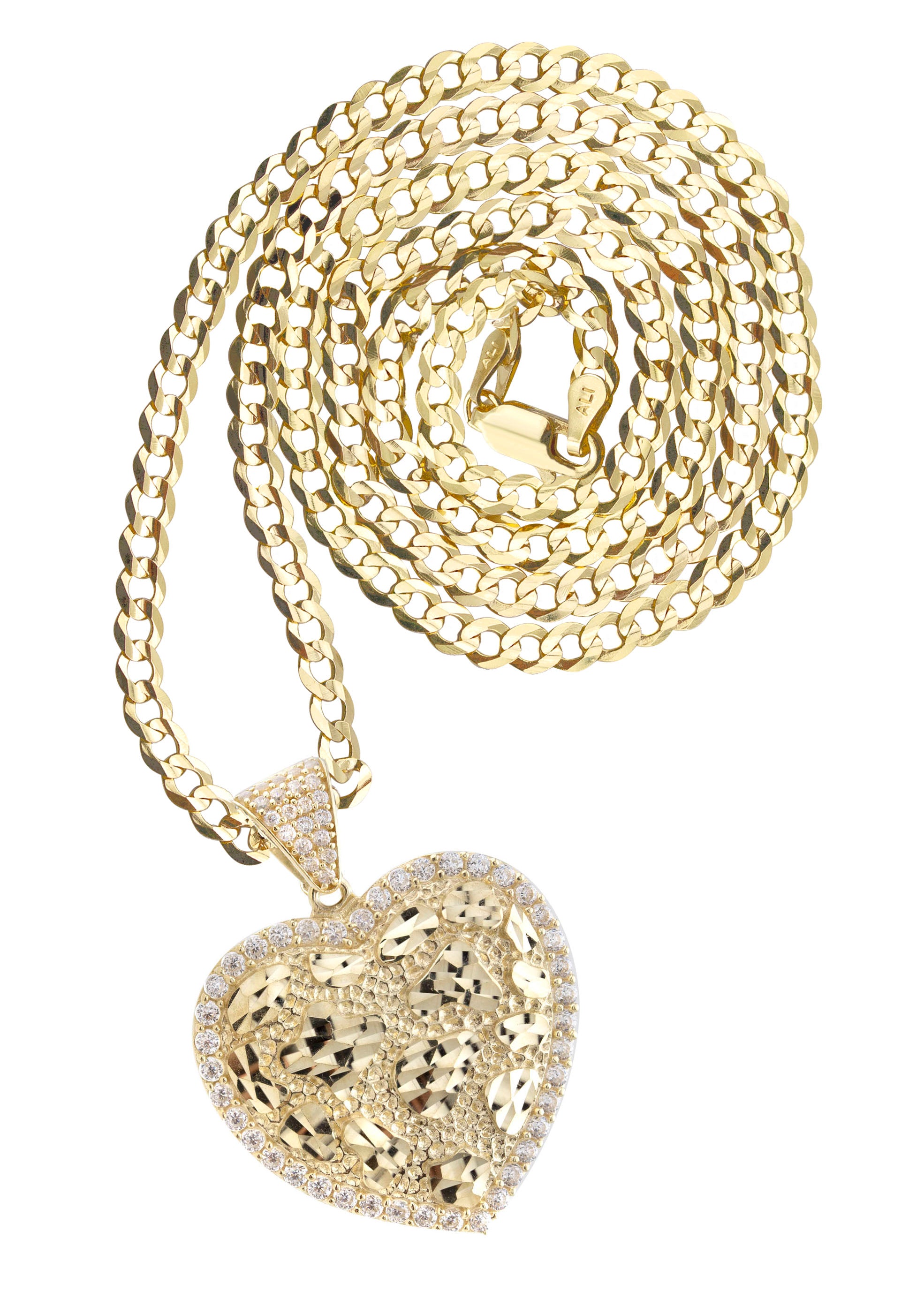 10K Yellow Gold Heart Nugget Necklace | Appx. 3.5 - 10.5 Grams