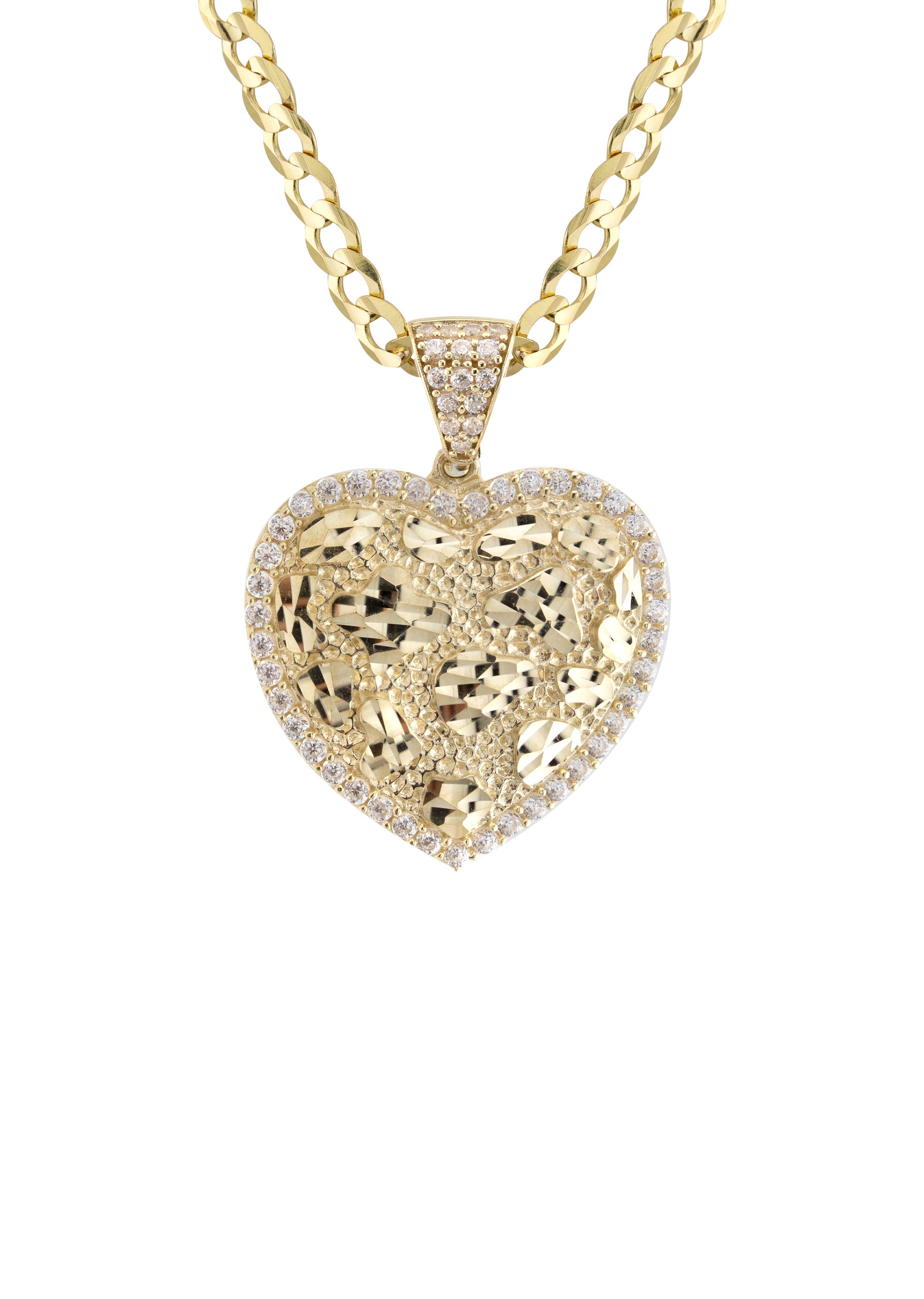 10K Yellow Gold Heart Nugget Necklace | Appx. 3.5 - 10.5 Grams