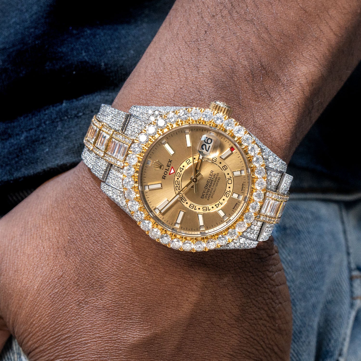 Sky Dweller Lab Made Iced Out Rolex Diamond Rolex Sky Dweller 18K