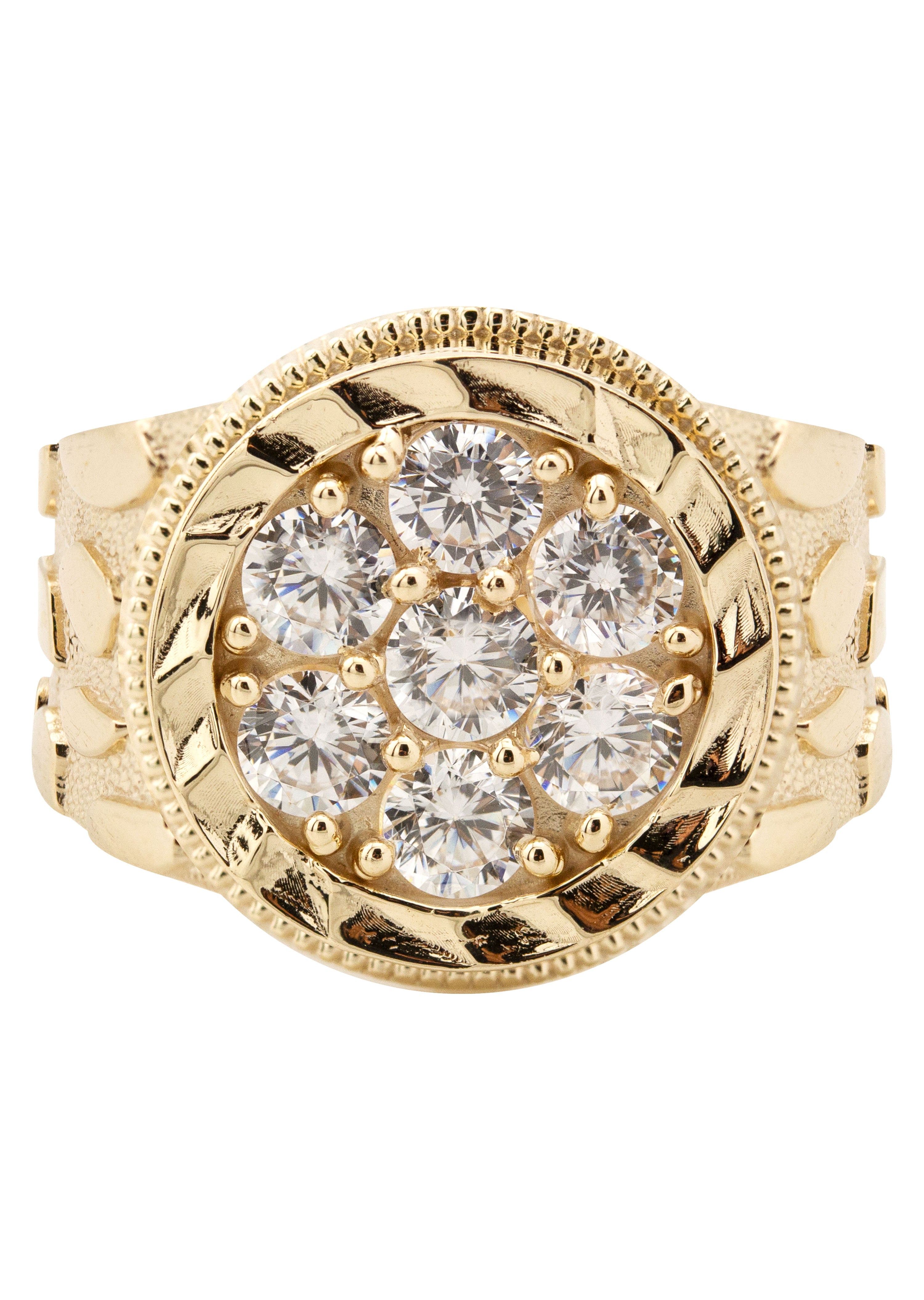 ナゲットリングGold 10K Gold Cz Nugget Ring For Men | 2.6 Grams