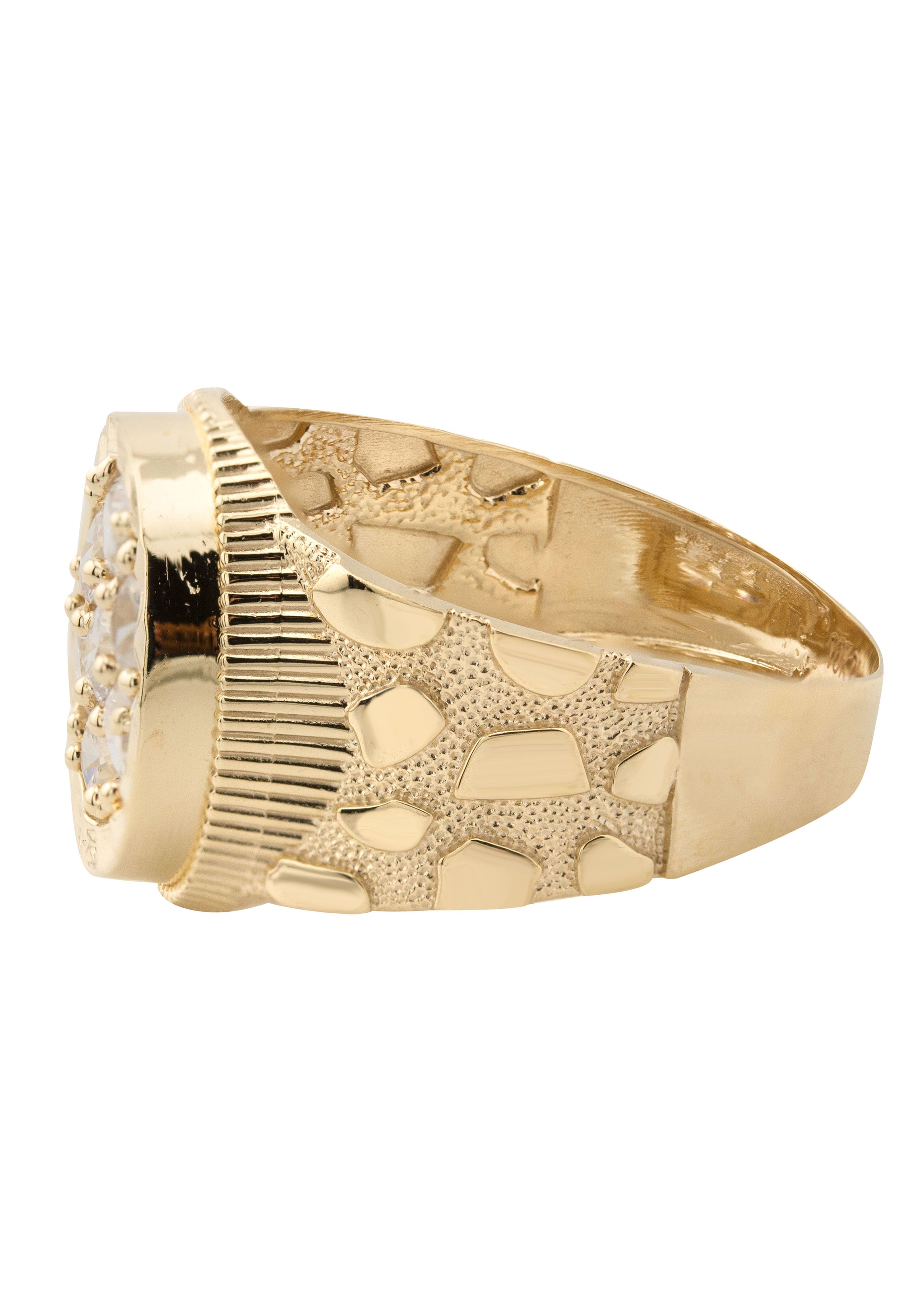 10K Gold Cz Nugget Ring For Men | 2.6 Grams