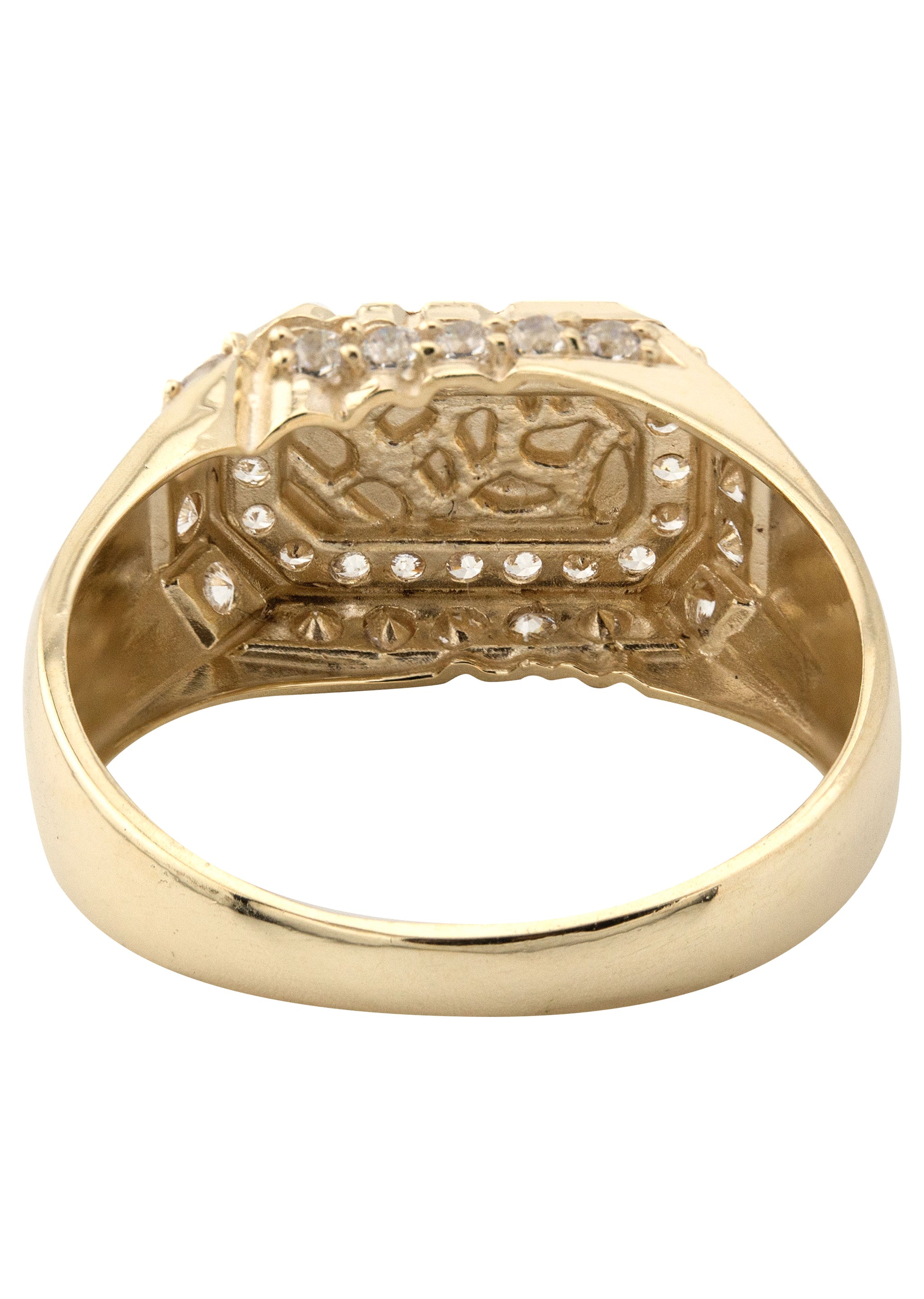 10K Gold Cz Nugget Ring For Men | 2.3 Grams