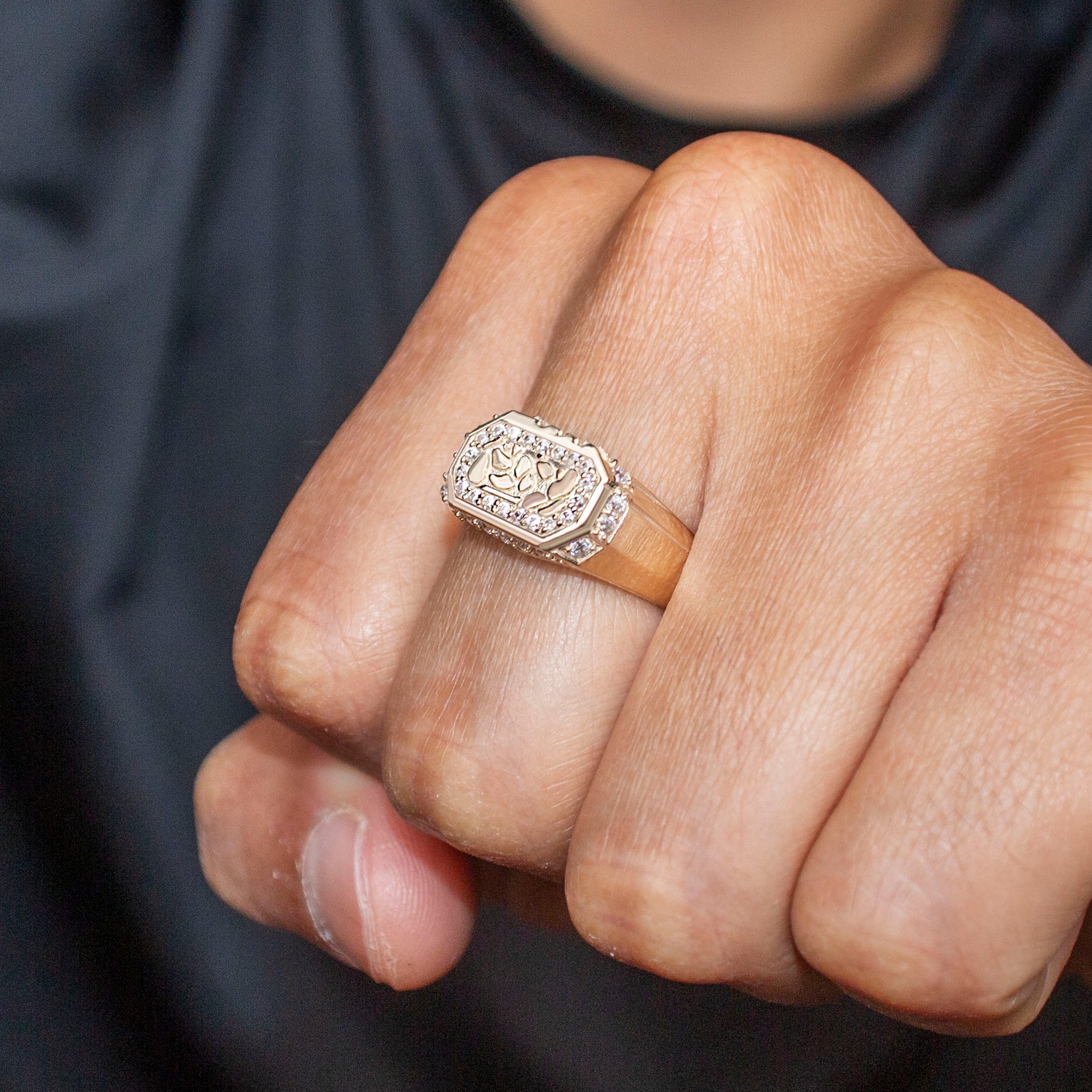 10K Gold Cz Nugget Ring For Men Grams - Main Image