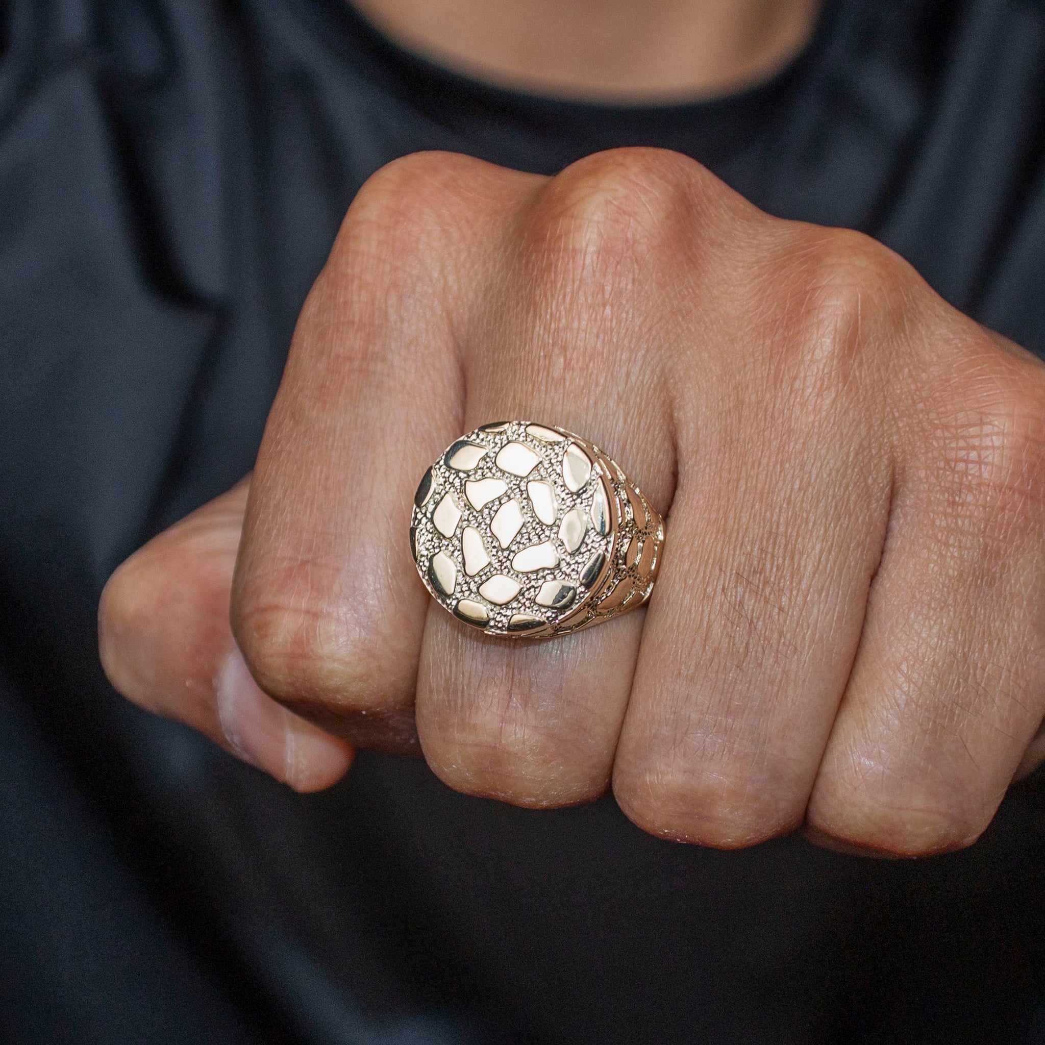 10K Gold Nugget Ring For Men Grams - Main Image