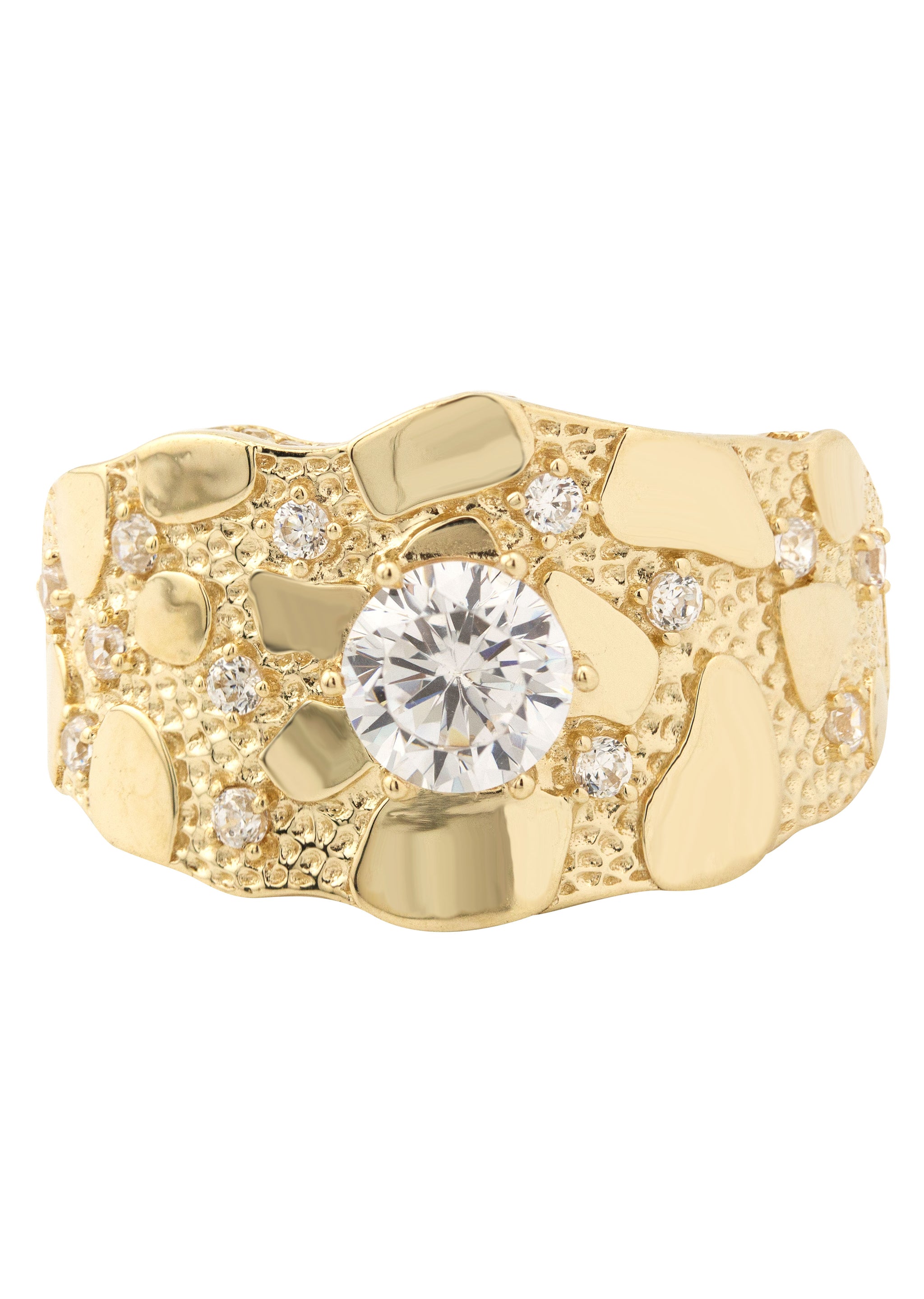 10K Gold Cz Nugget Ring For Men Grams
