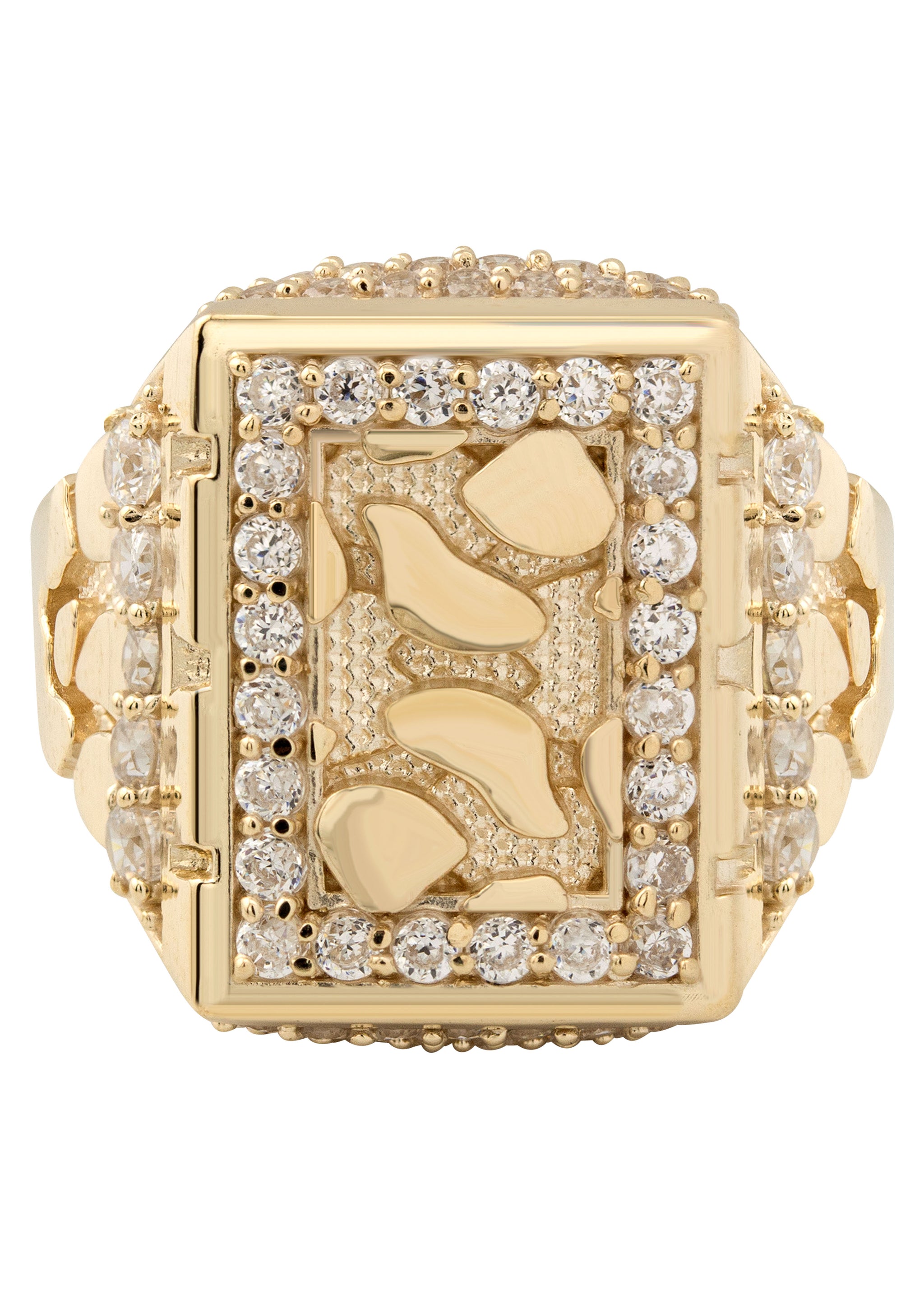 10K Gold Cz Nugget Ring For Men Grams