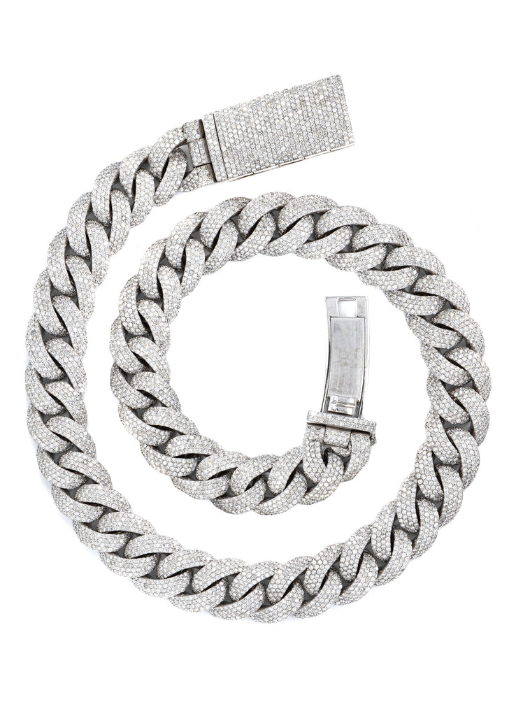 Catena a maglie cubane con diamanti ghiacciati in oro 14K per uomo, 10 mm Catena a maglie cubane con diamanti ghiacciati in oro 14K per uomo, 10 mm